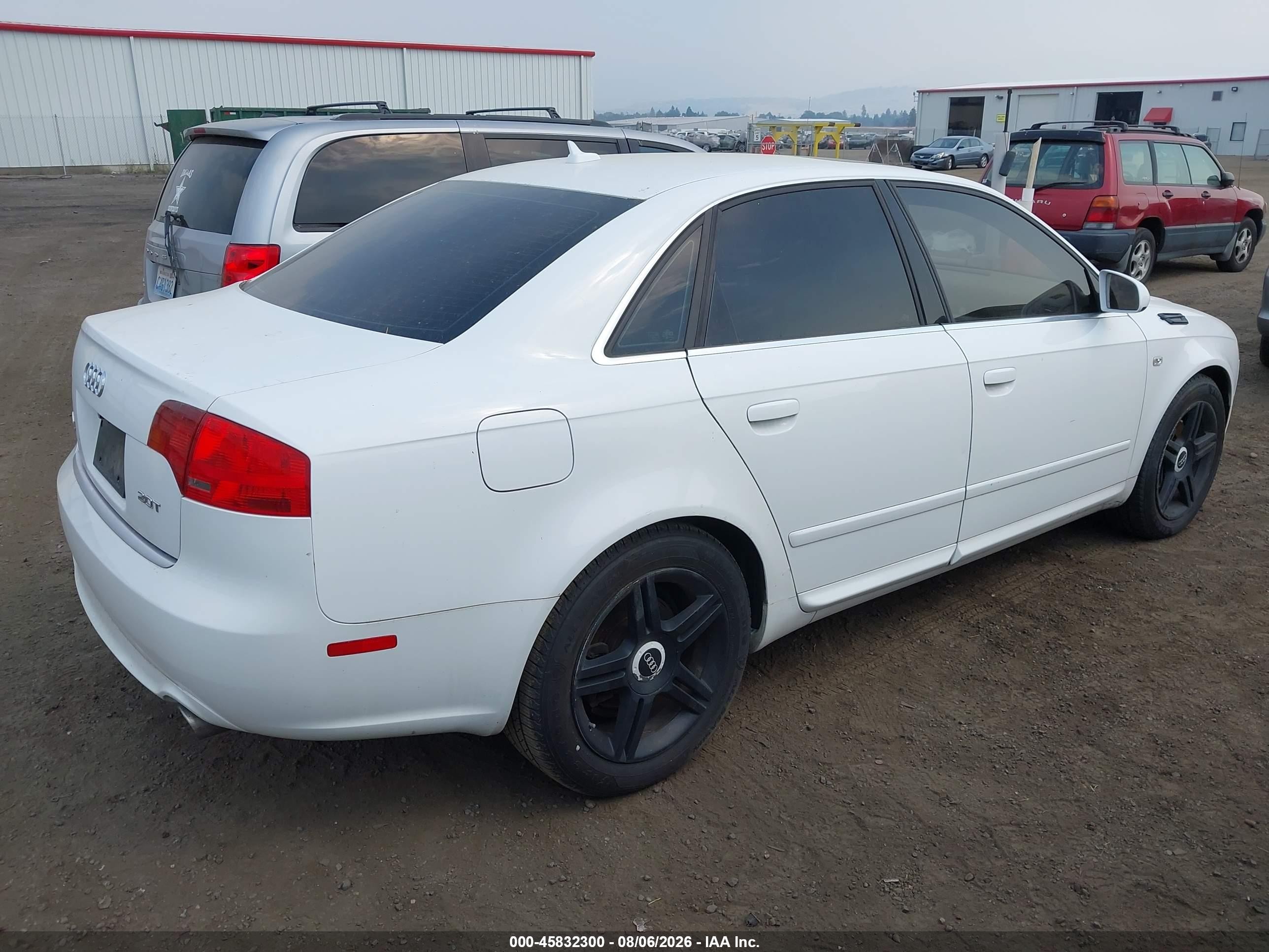 2008 Audi A4 2.0t White vin: WAUAF78E38A009340