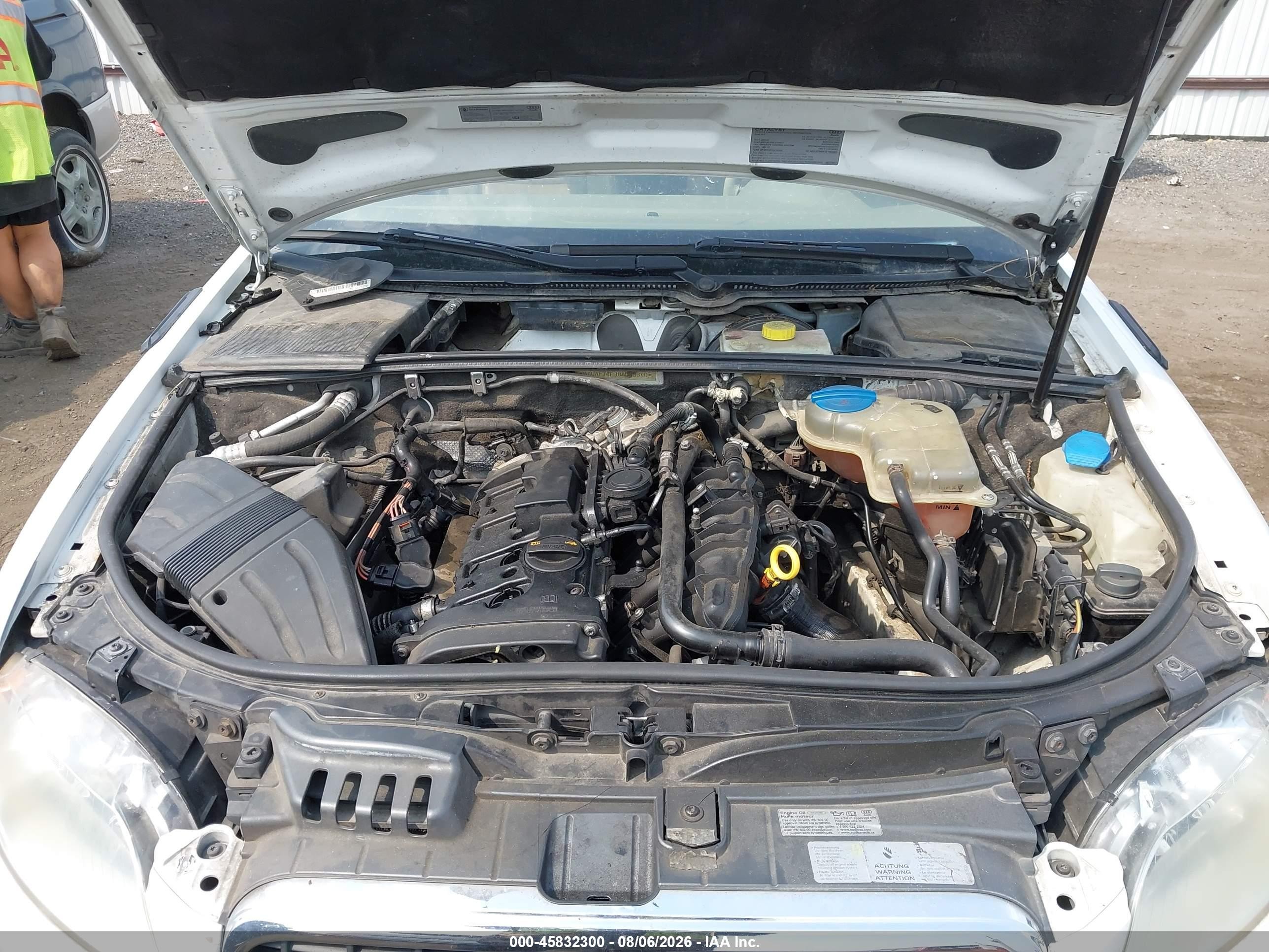 2008 Audi A4 2.0t White vin: WAUAF78E38A009340