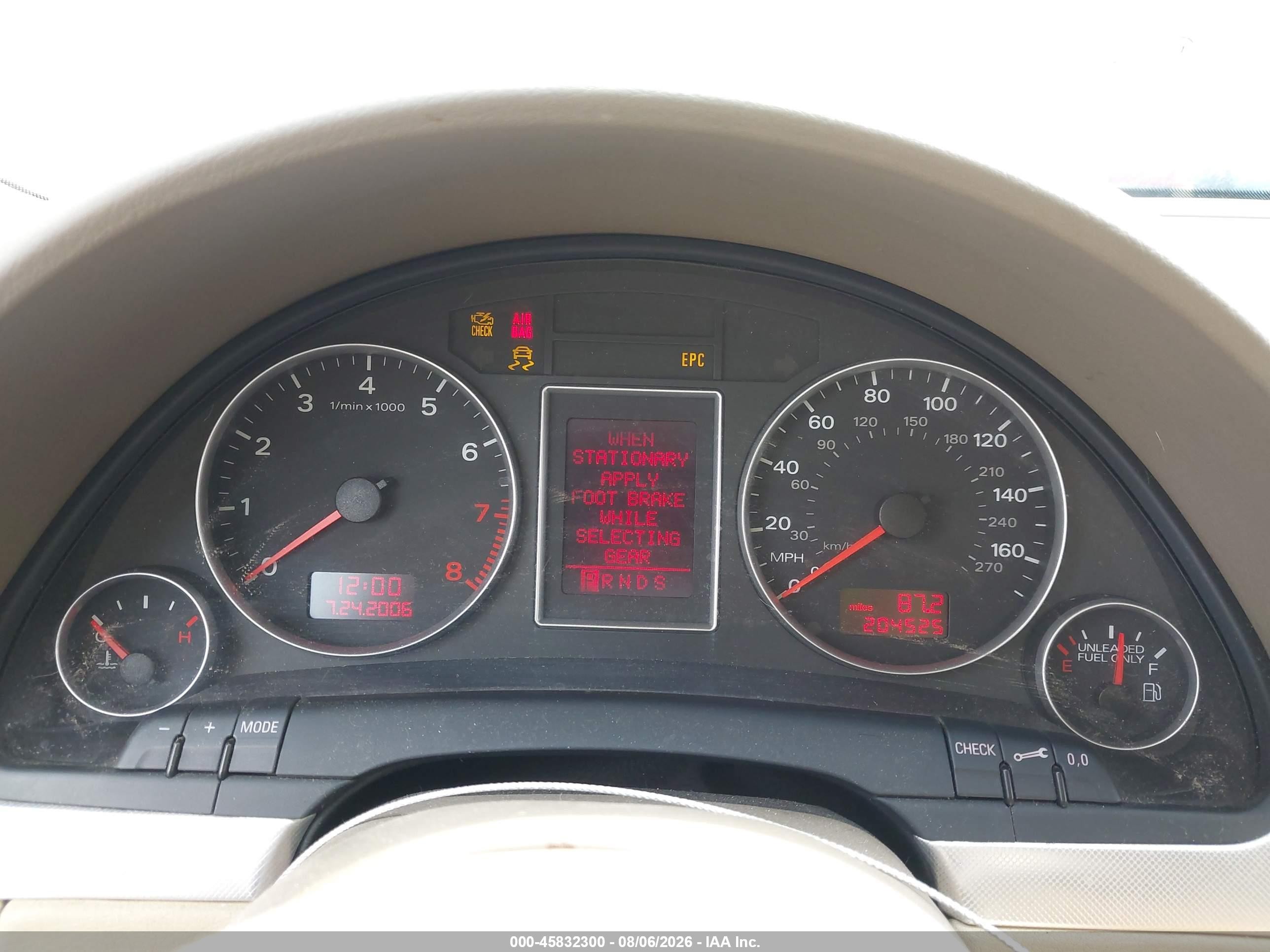 2008 Audi A4 2.0t White vin: WAUAF78E38A009340