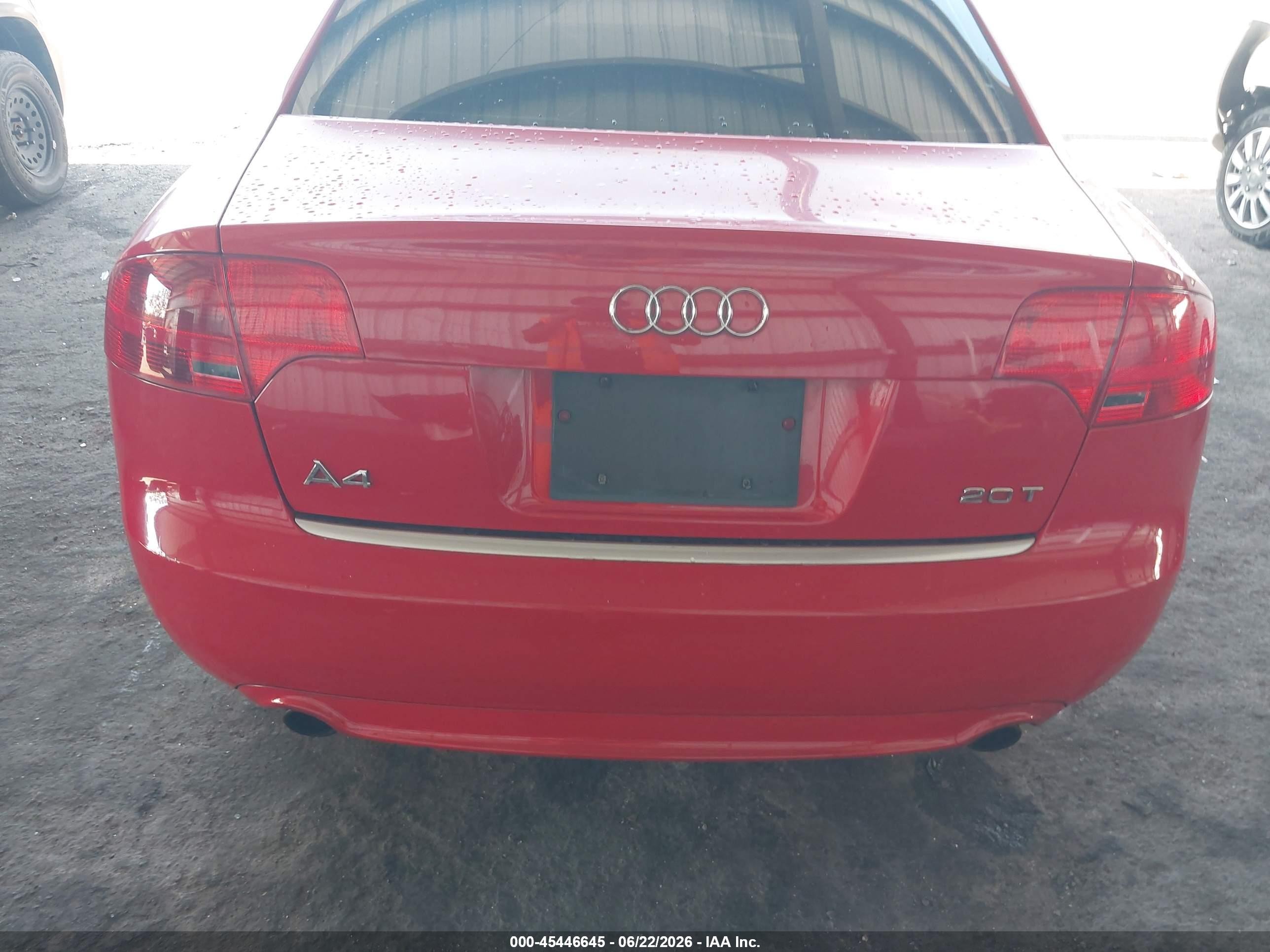 2008 Audi A4 Red vin: WAUAF78E38A051314