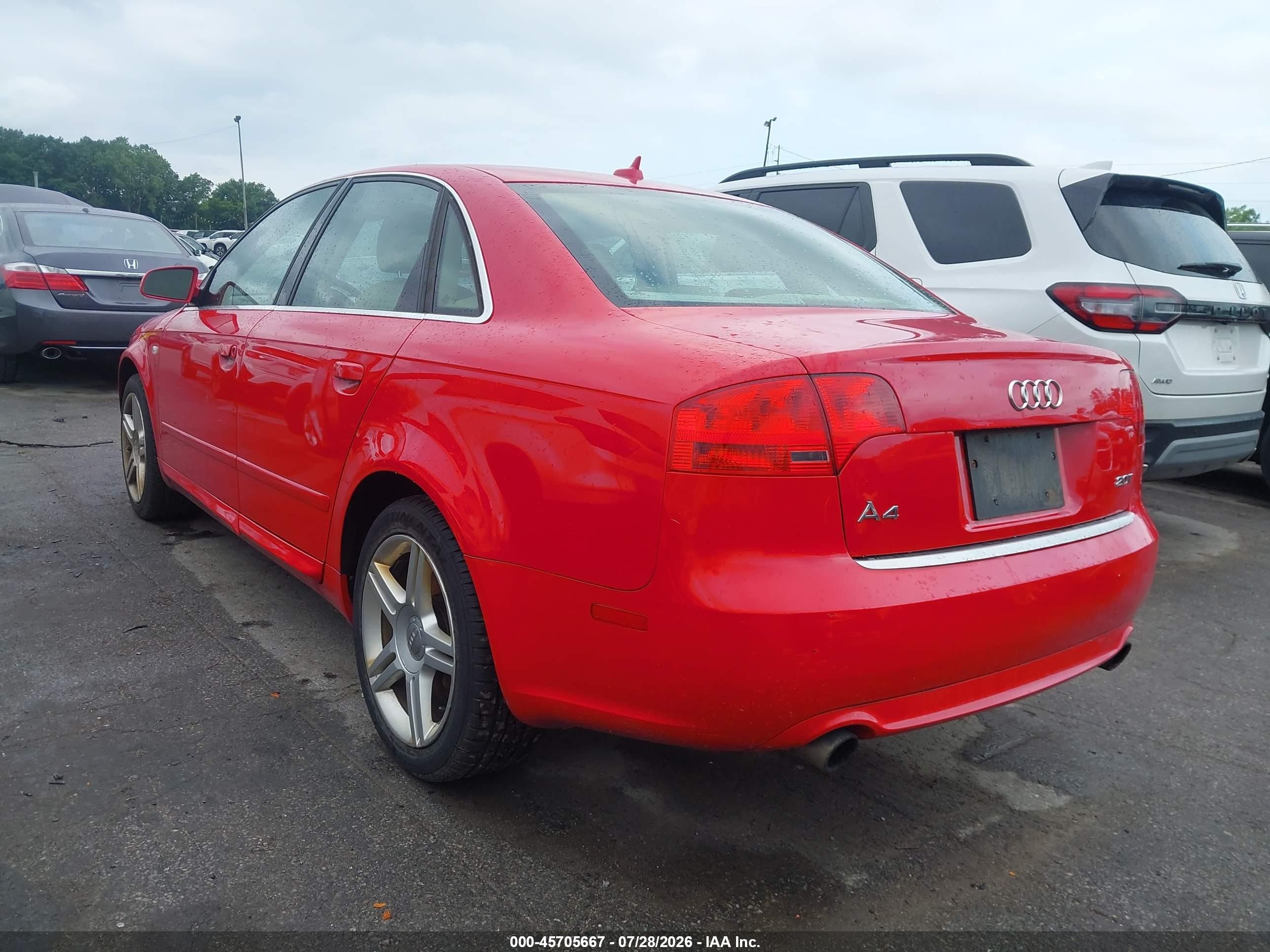 2008 Audi A4 2.0t Красный vin: WAUAF78E68A047029