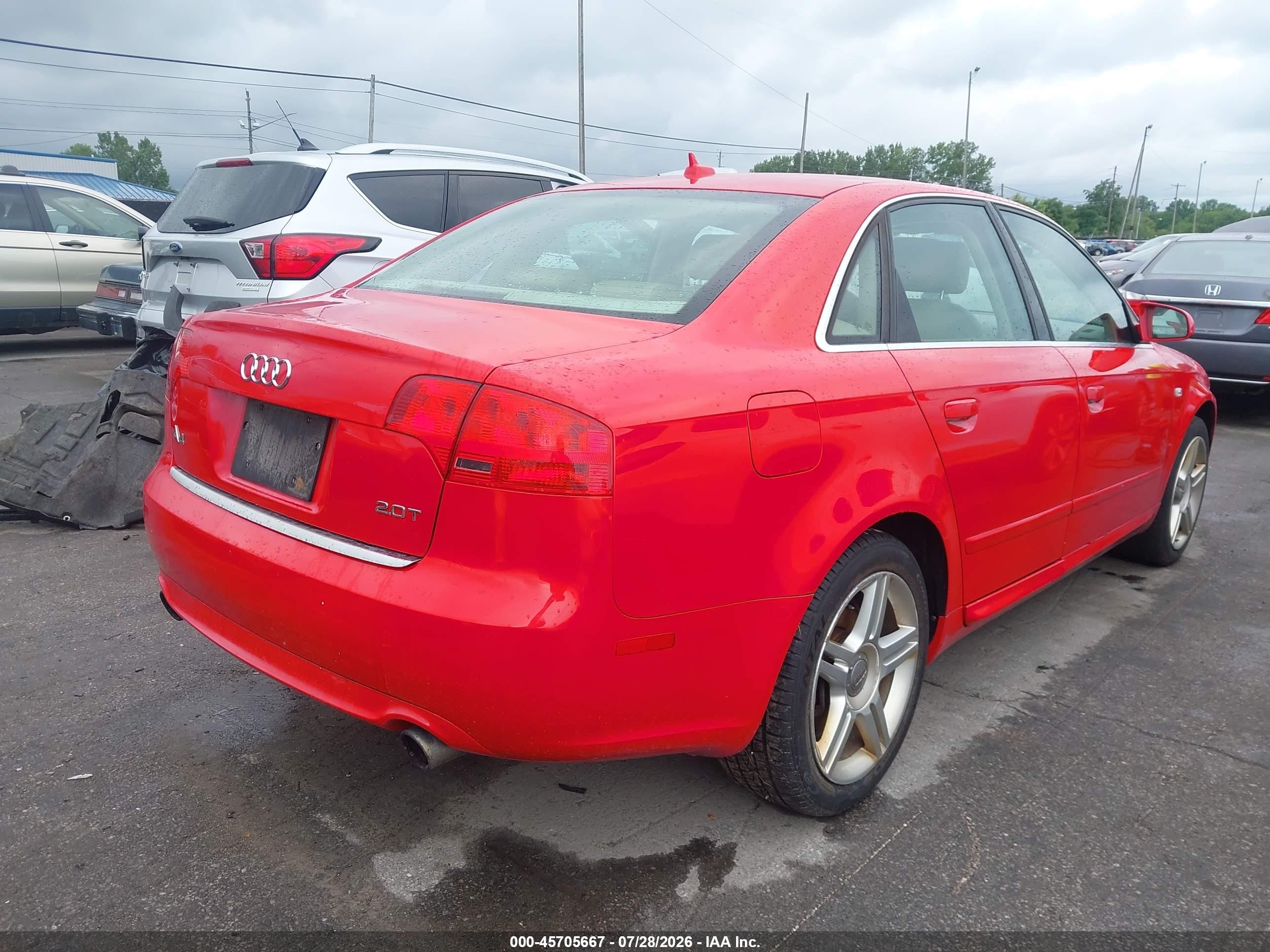 2008 Audi A4 2.0t Красный vin: WAUAF78E68A047029