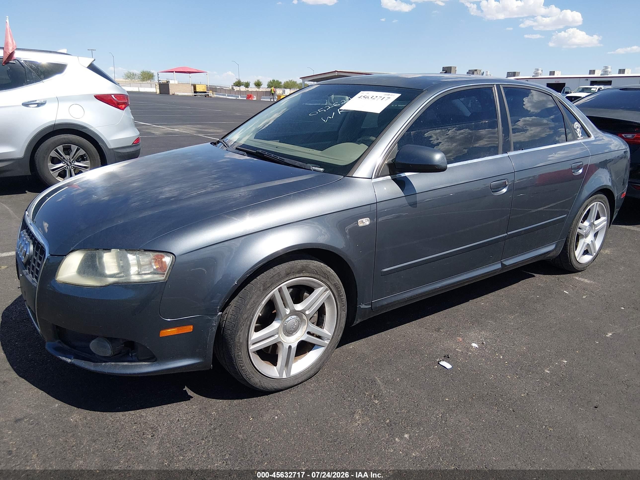 2008 Audi A4 2.0t Gray vin: WAUAF78E68A052621