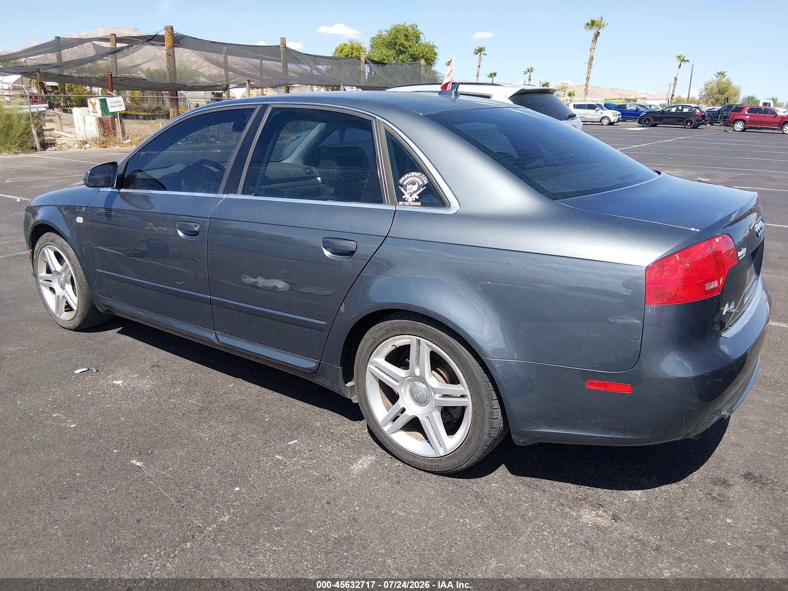 2008 Audi A4 2.0t Gray vin: WAUAF78E68A052621