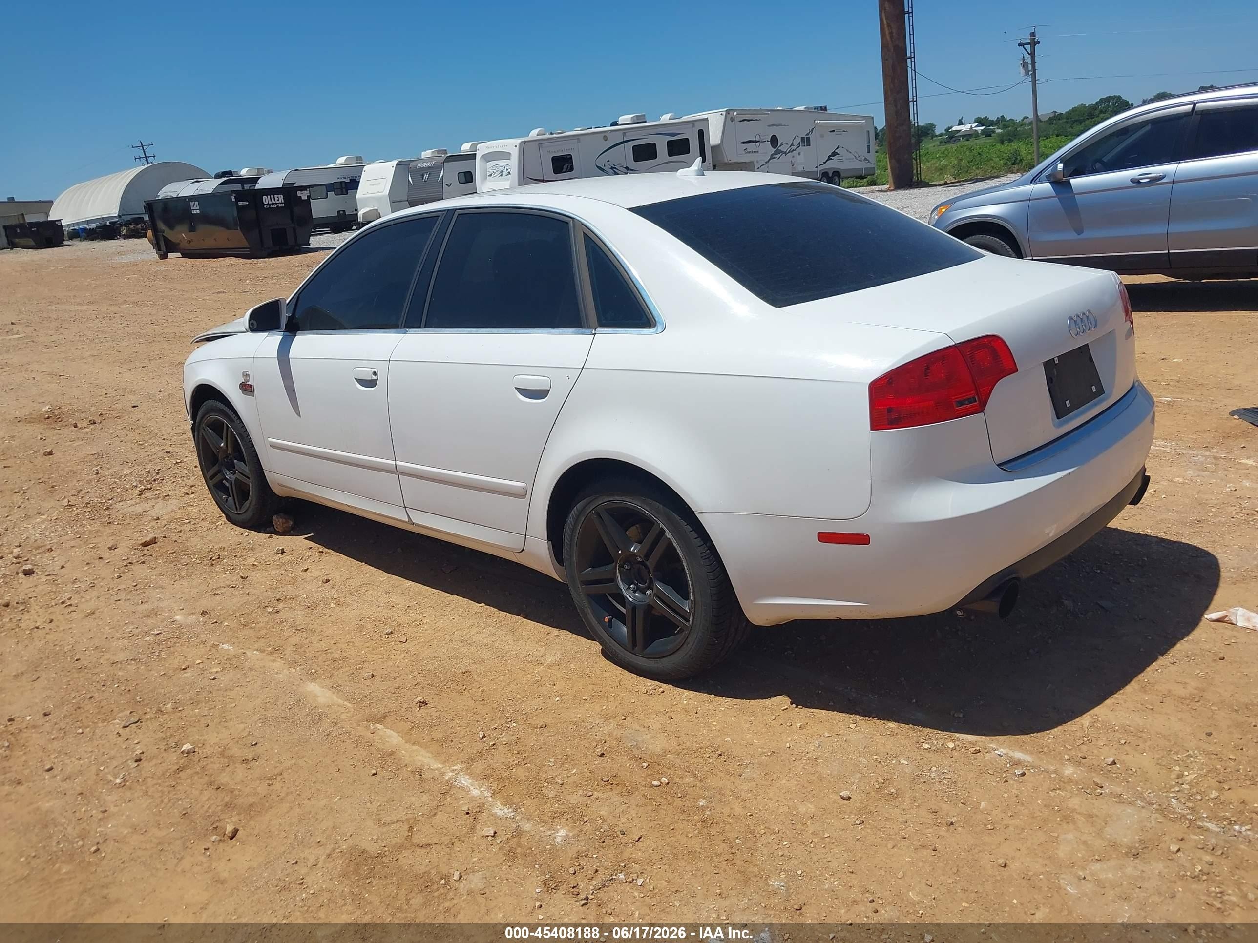 2007 Audi A4 2.0t White vin: WAUAF78E97A105388