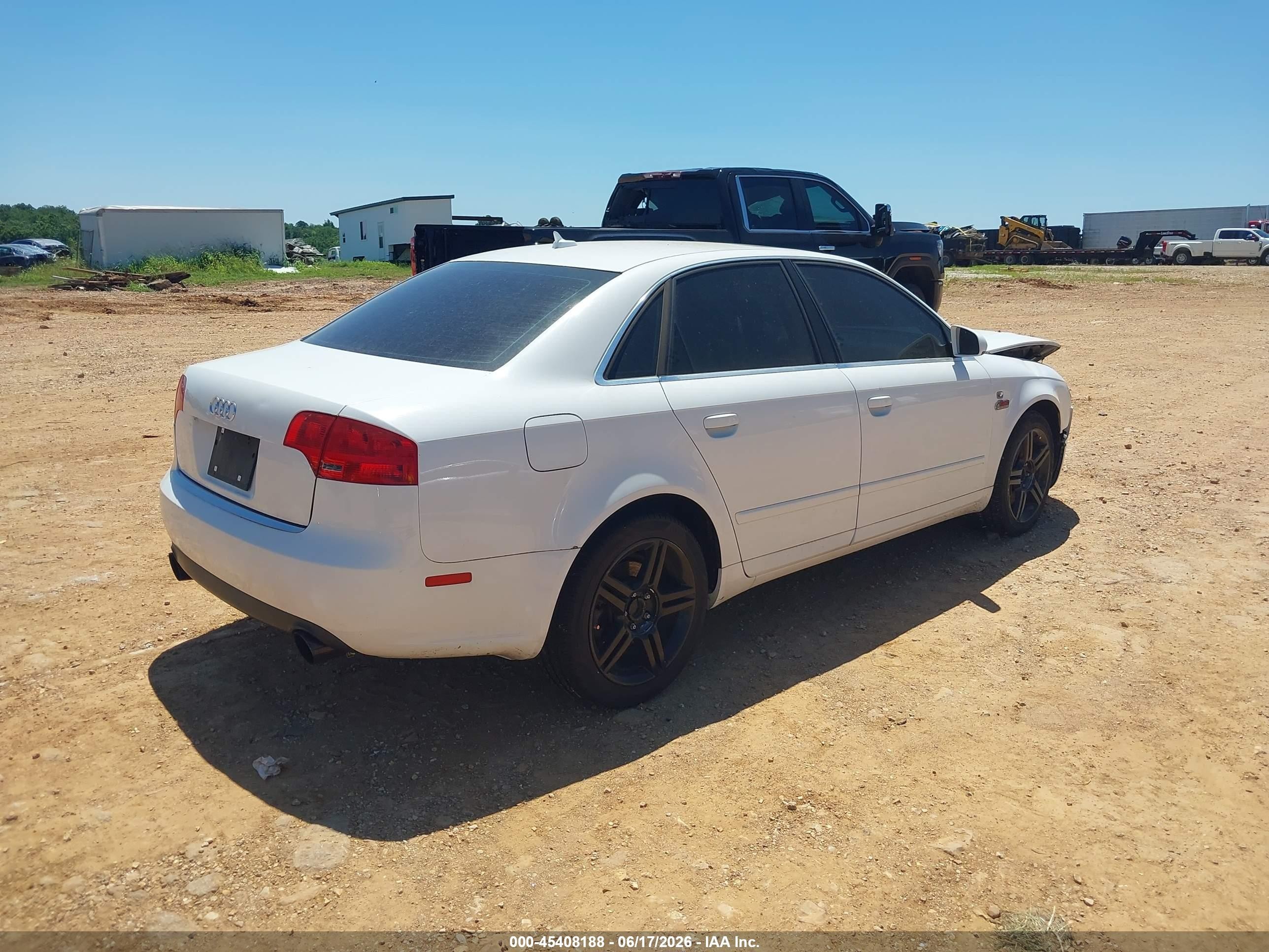 2007 Audi A4 2.0t White vin: WAUAF78E97A105388