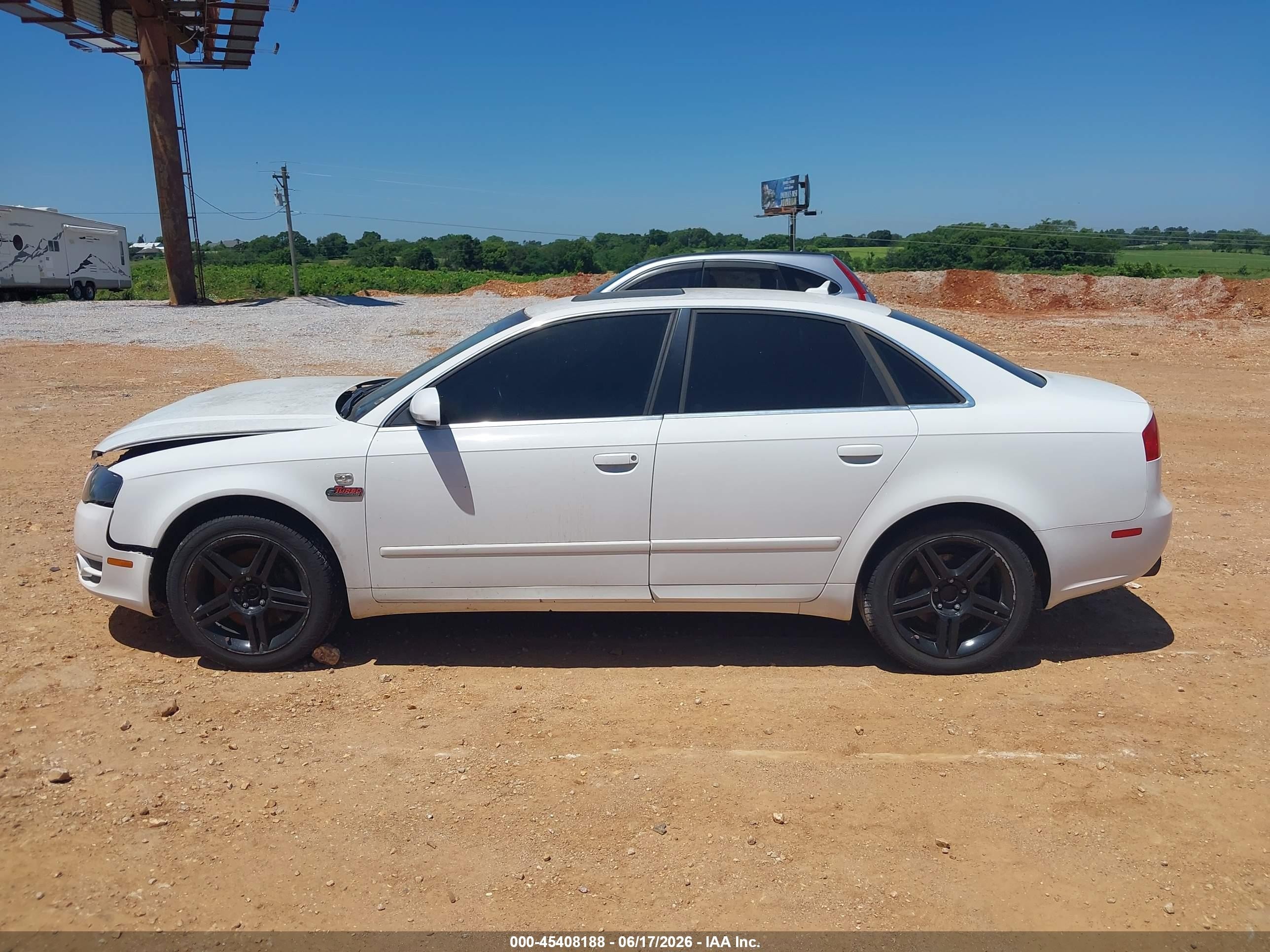 2007 Audi A4 2.0t White vin: WAUAF78E97A105388