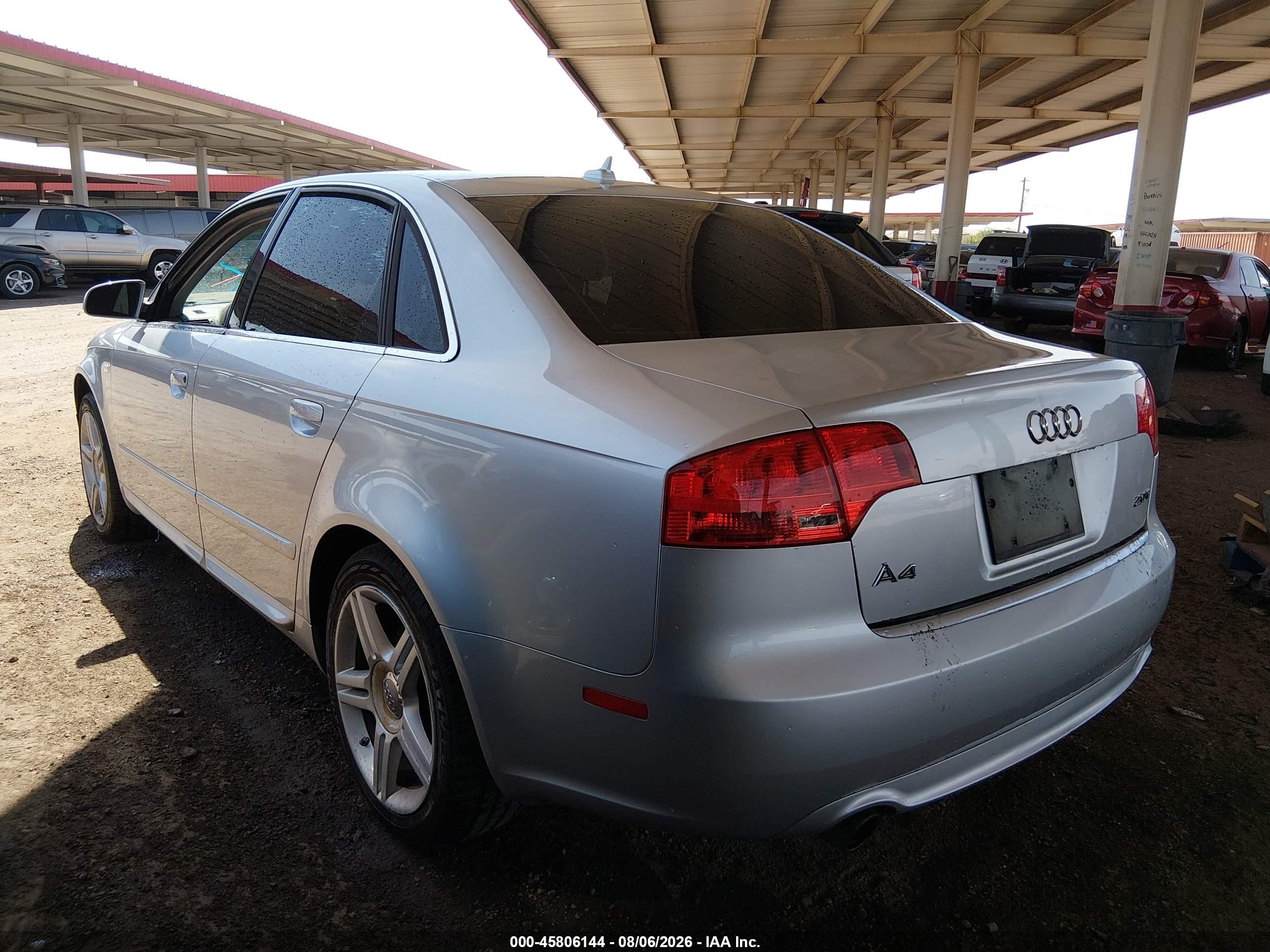 2008 Audi A4 2.0t Silver vin: WAUAF78EX8A067428