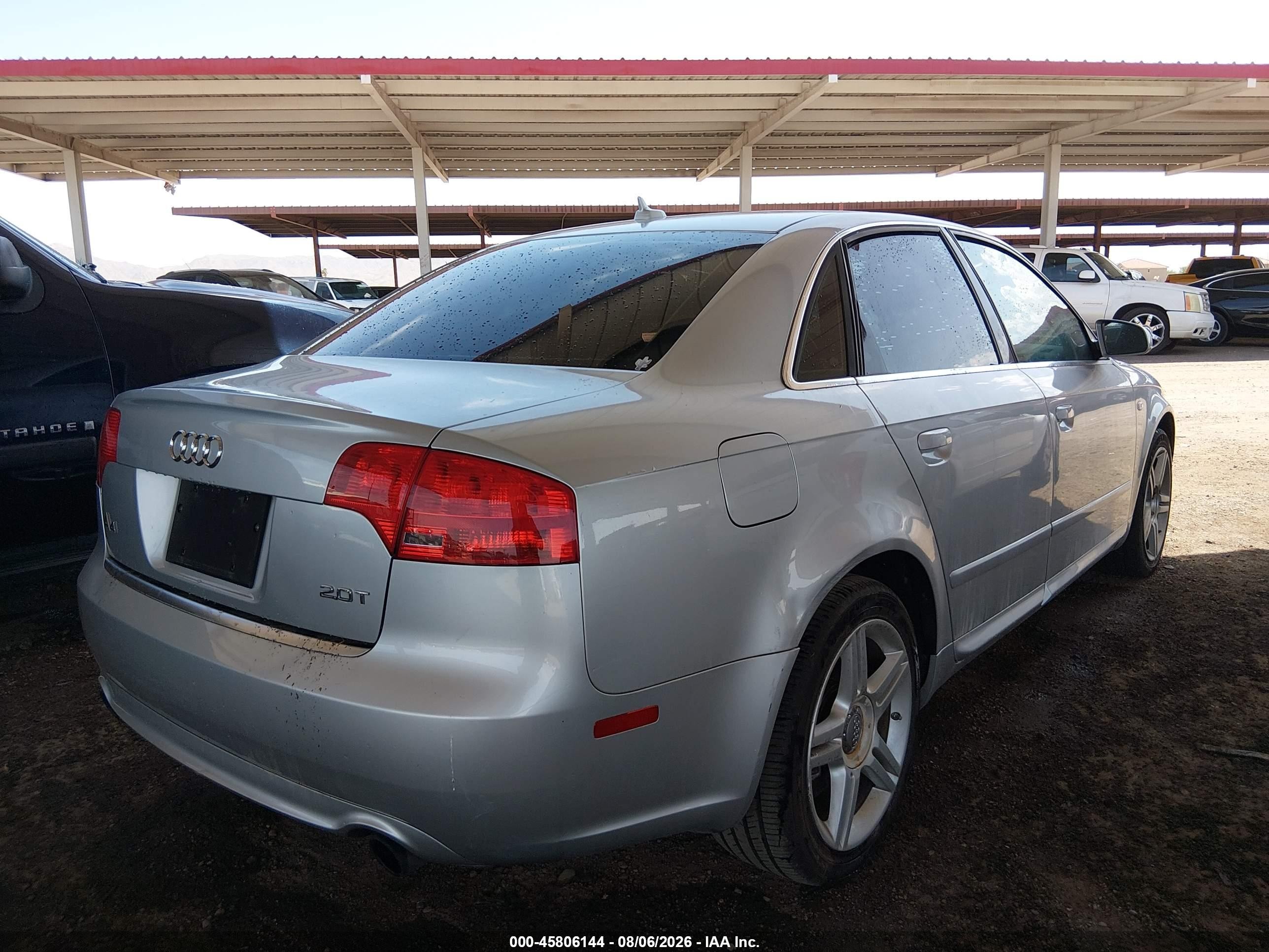 2008 Audi A4 2.0t Silver vin: WAUAF78EX8A067428
