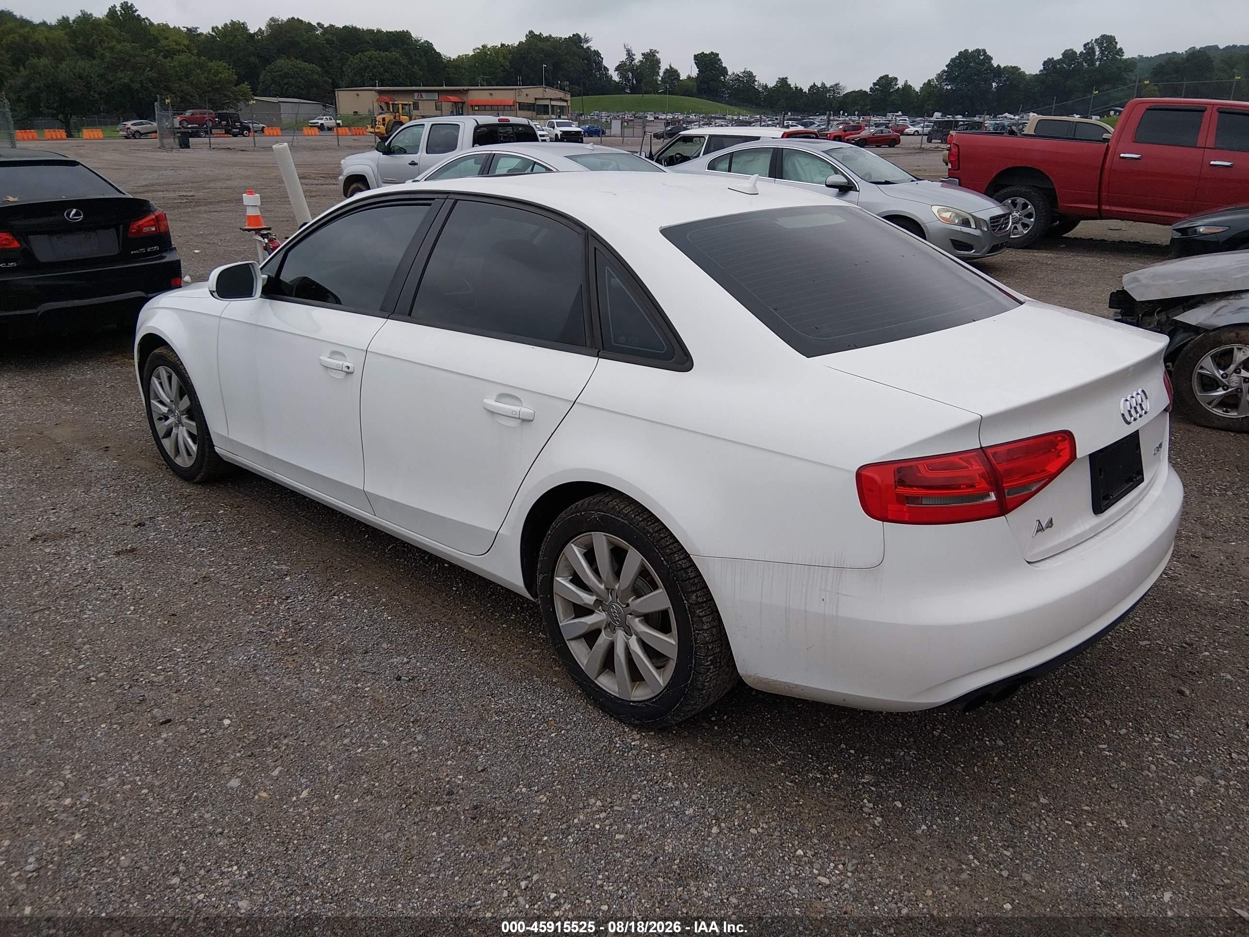 2013 Audi A4 2.0t Premium White vin: WAUAFAFL1DA149704