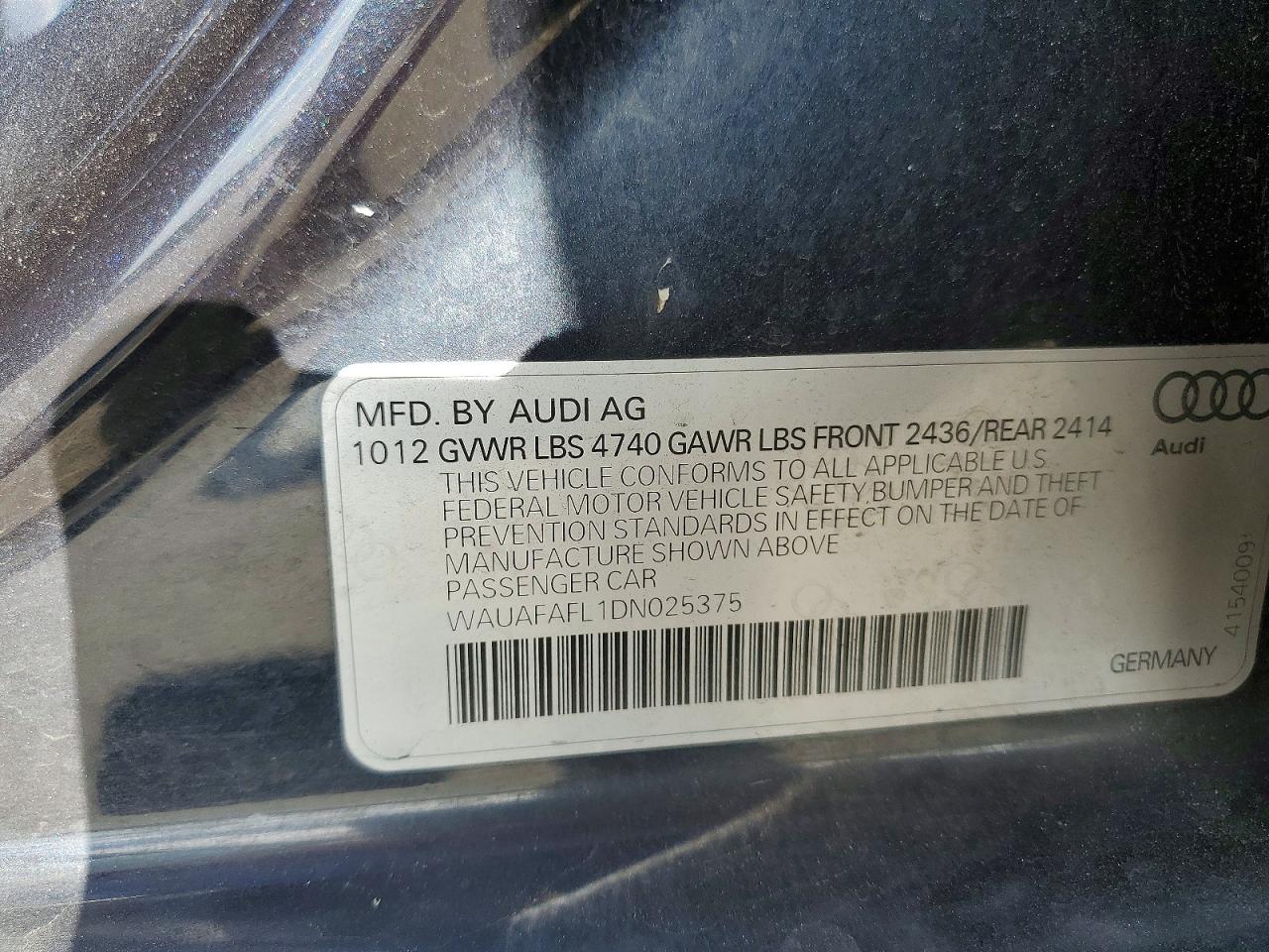 2013 Audi A4 Premium Black vin: WAUAFAFL1DN025375