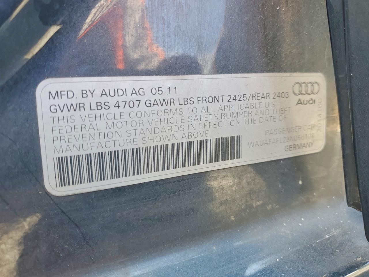 2011 Audi A4 Premium Gray vin: WAUAFAFL2BN056101