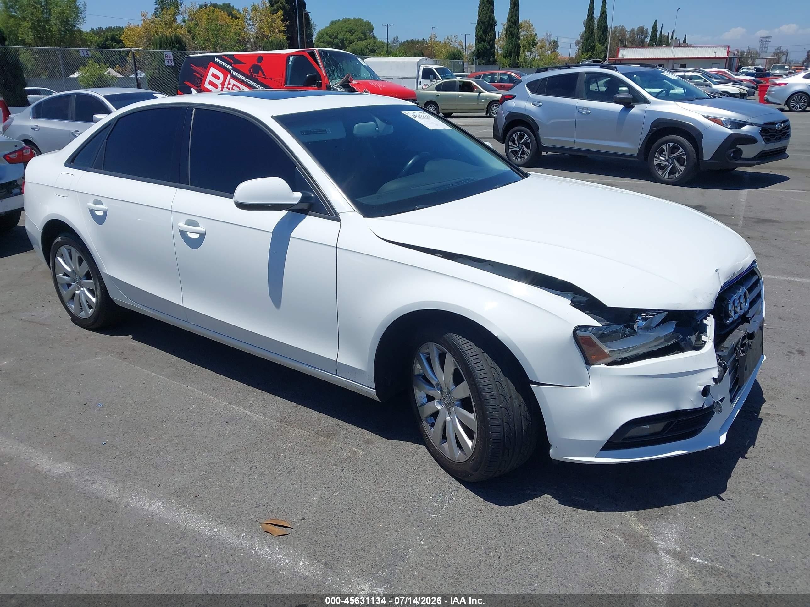 2014 Audi A4 2.0t Premium White vin: WAUAFAFL2EN017660
