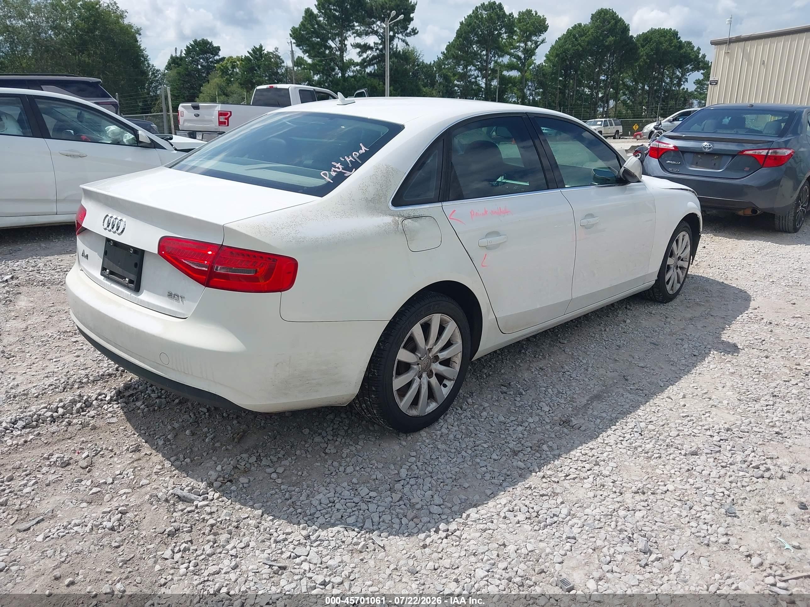 2013 Audi A4 2.0t Premium White vin: WAUAFAFL3DA045263