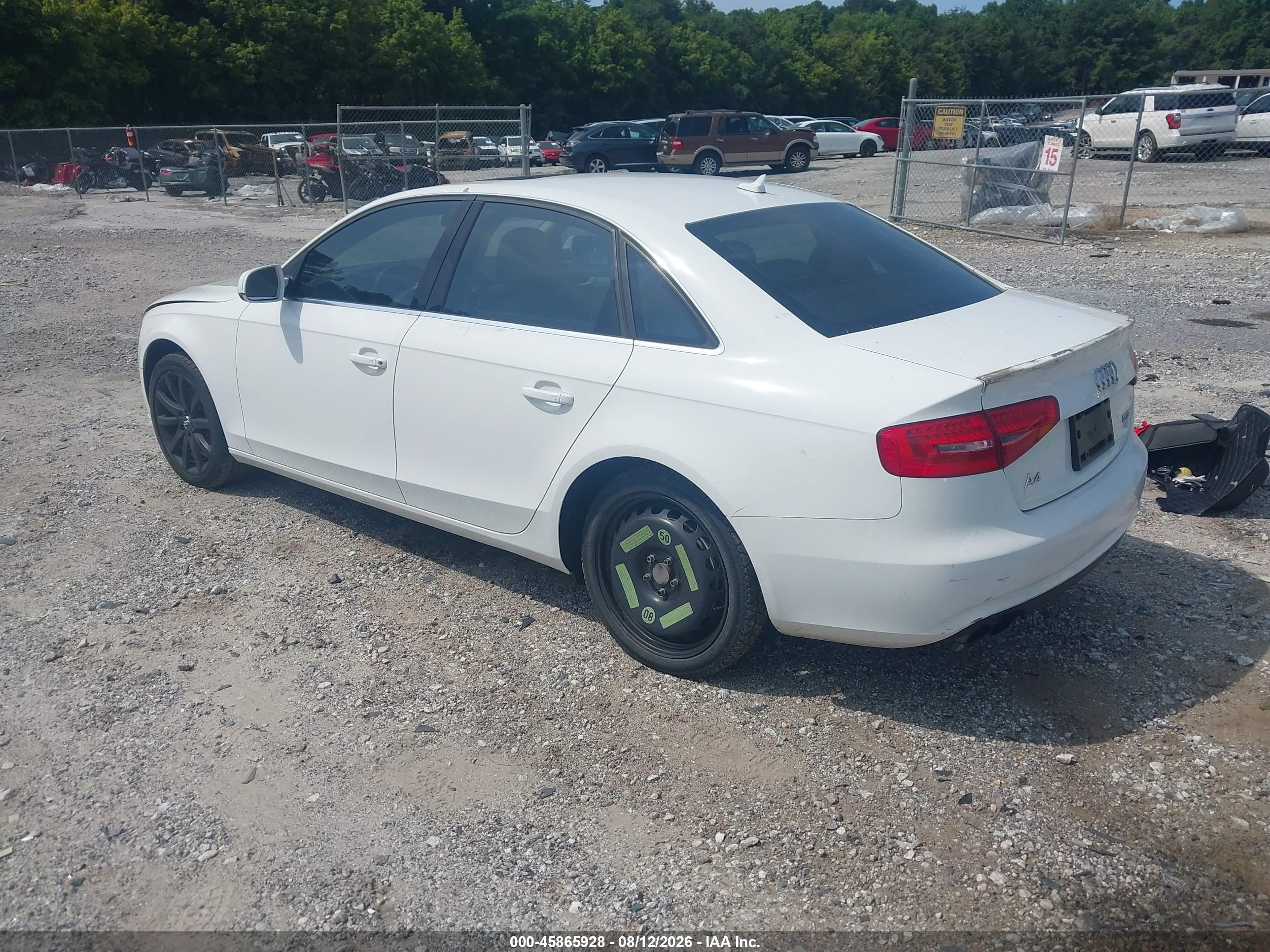 2013 Audi A4 2.0t Premium White vin: WAUAFAFL3DN049483