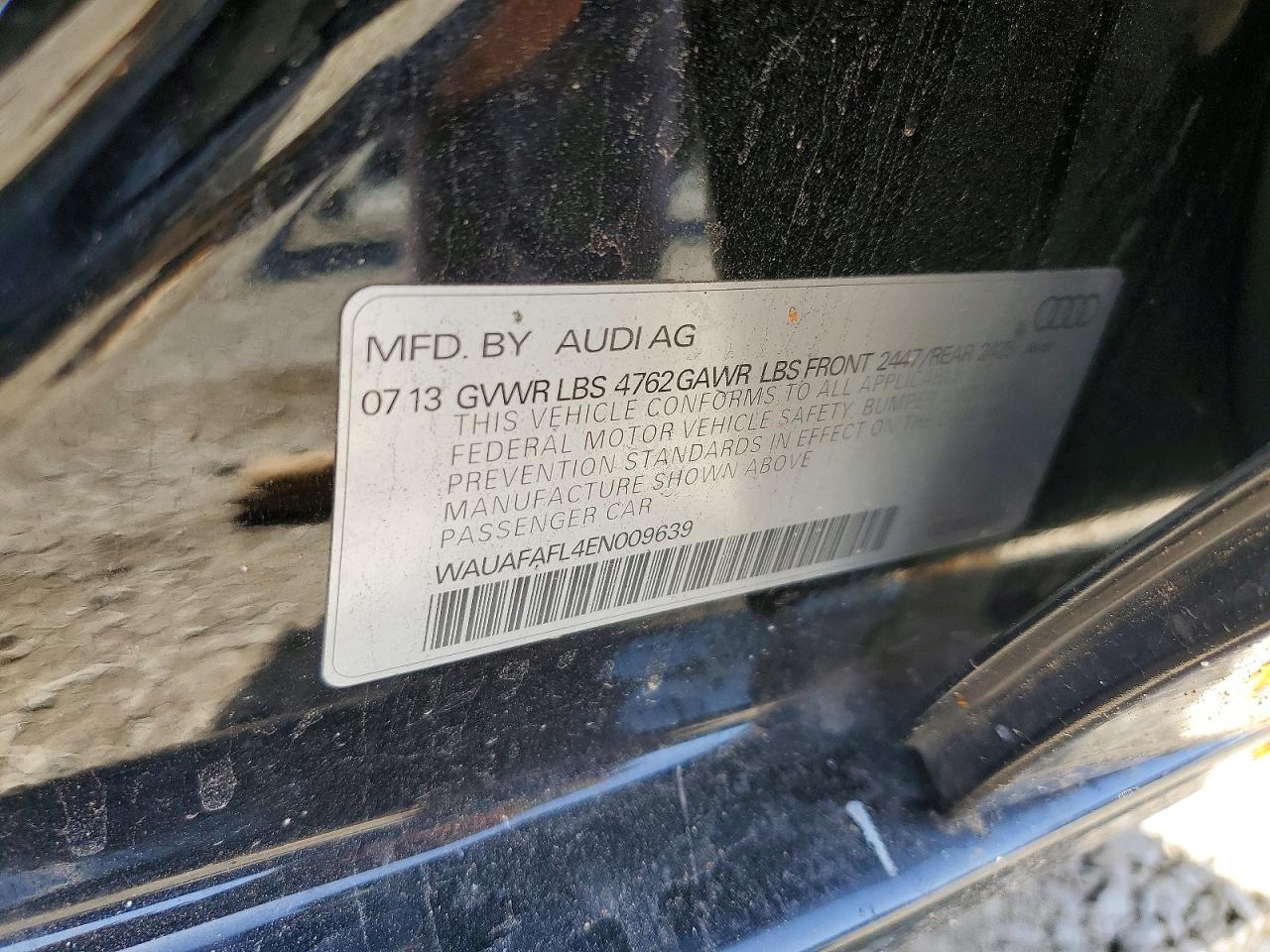 2014 Audi A4 Premium Black vin: WAUAFAFL4EN009639
