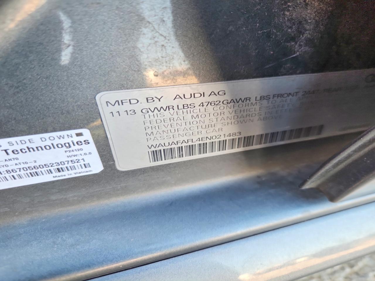 2014 Audi A4 Premium Gray vin: WAUAFAFL4EN021483