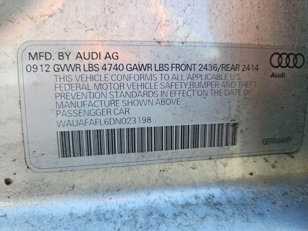2013 Audi A4 Premium Silver vin: WAUAFAFL6DN023198