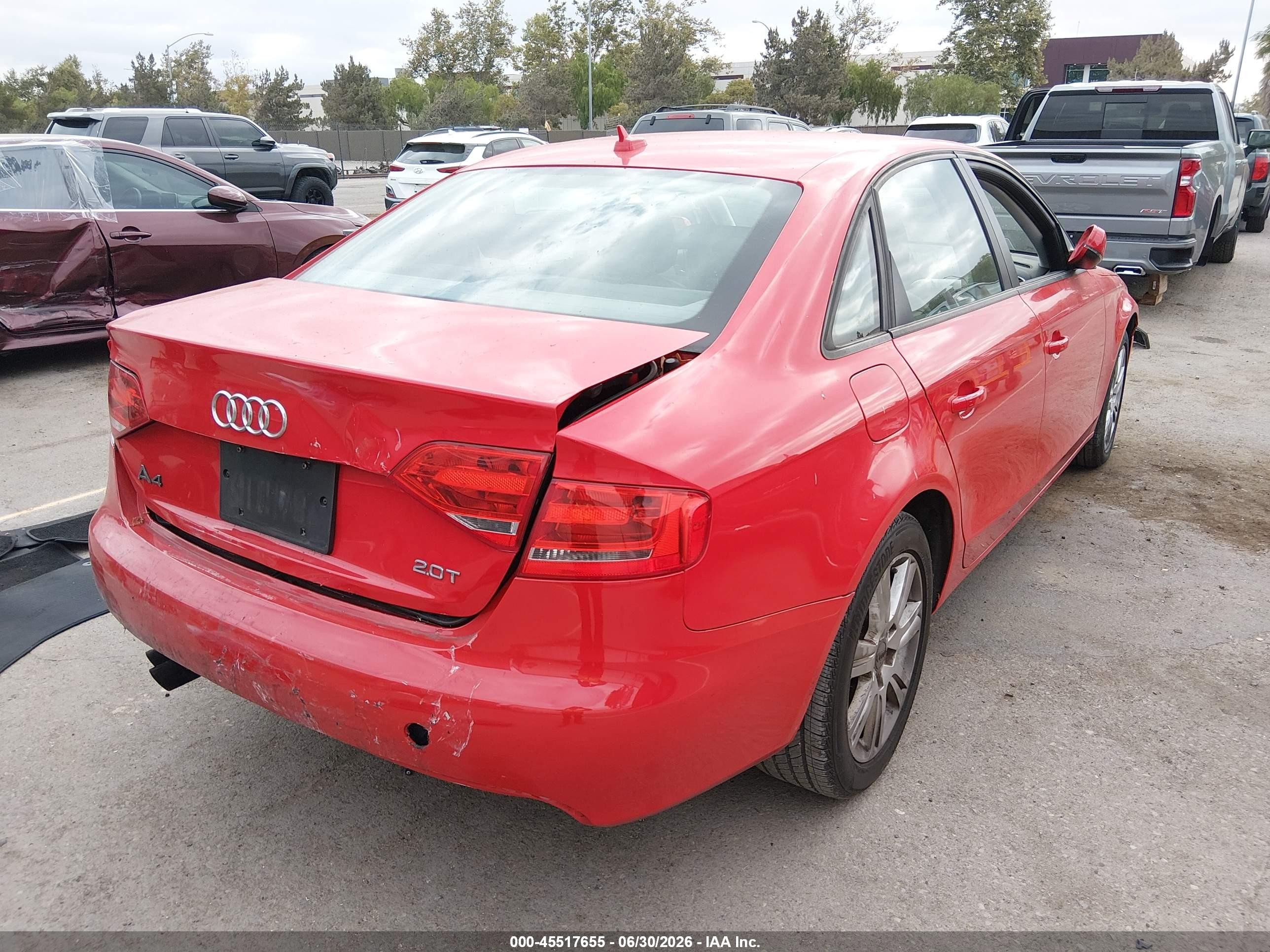 2010 Audi A4 2.0t Premium Red vin: WAUAFAFL8AN049037
