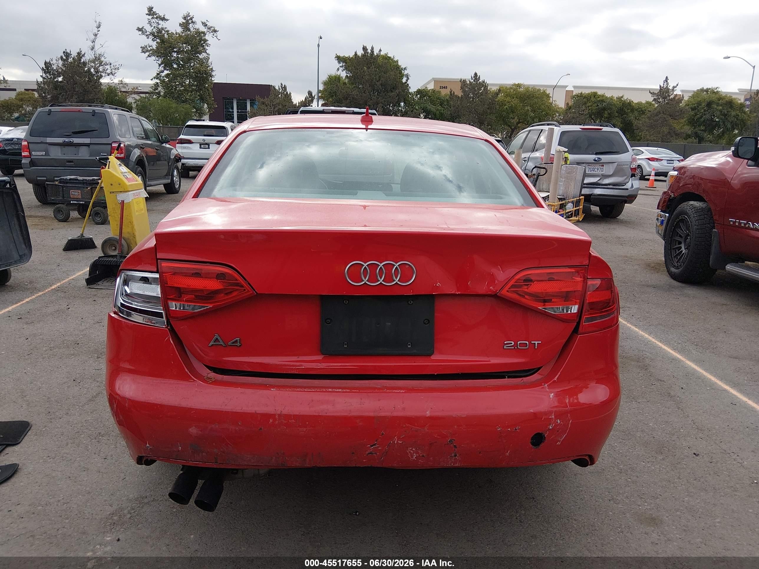 2010 Audi A4 2.0t Premium Red vin: WAUAFAFL8AN049037