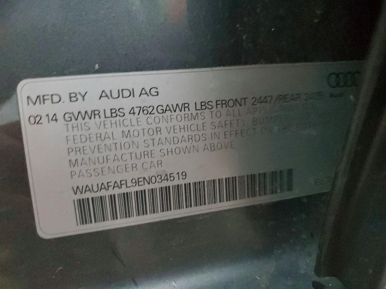 2014 Audi A4 Premium Gray vin: WAUAFAFL9EN034519