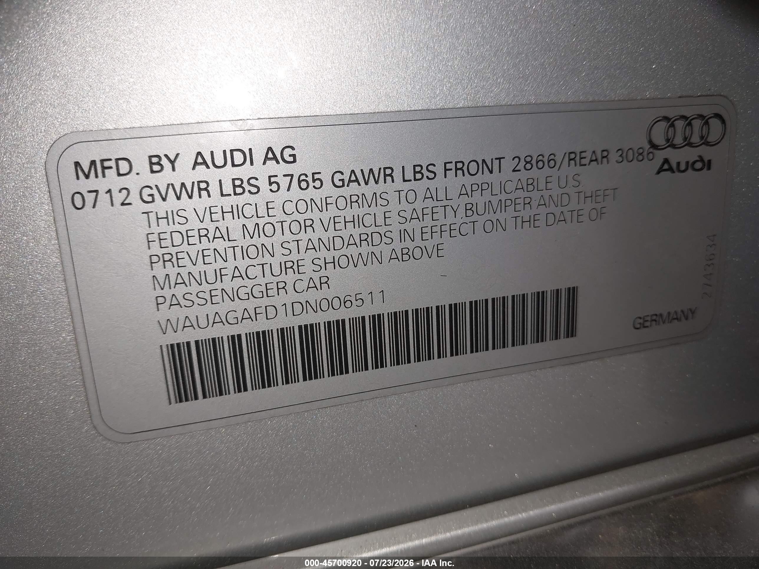 2013 Audi A8 3.0t Silver vin: WAUAGAFD1DN006511