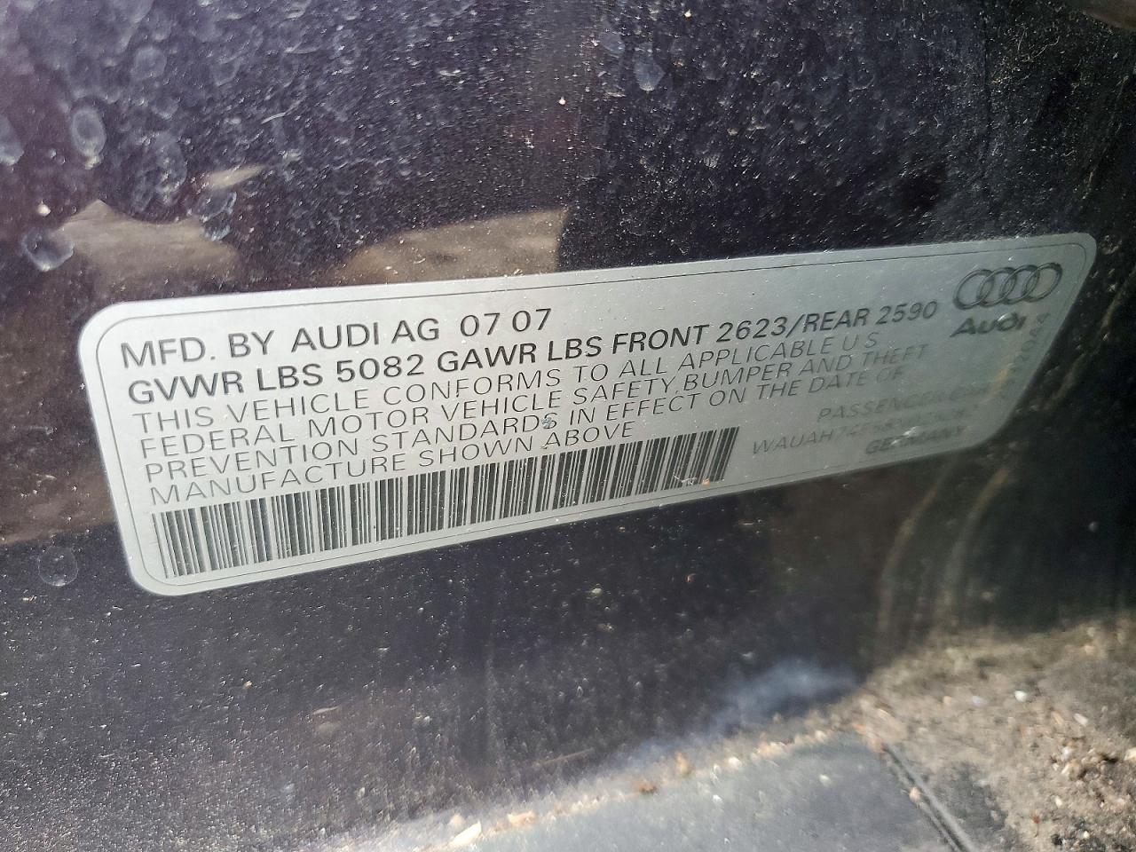 2008 Audi A6 3.2 Blue vin: WAUAH74F58N025282
