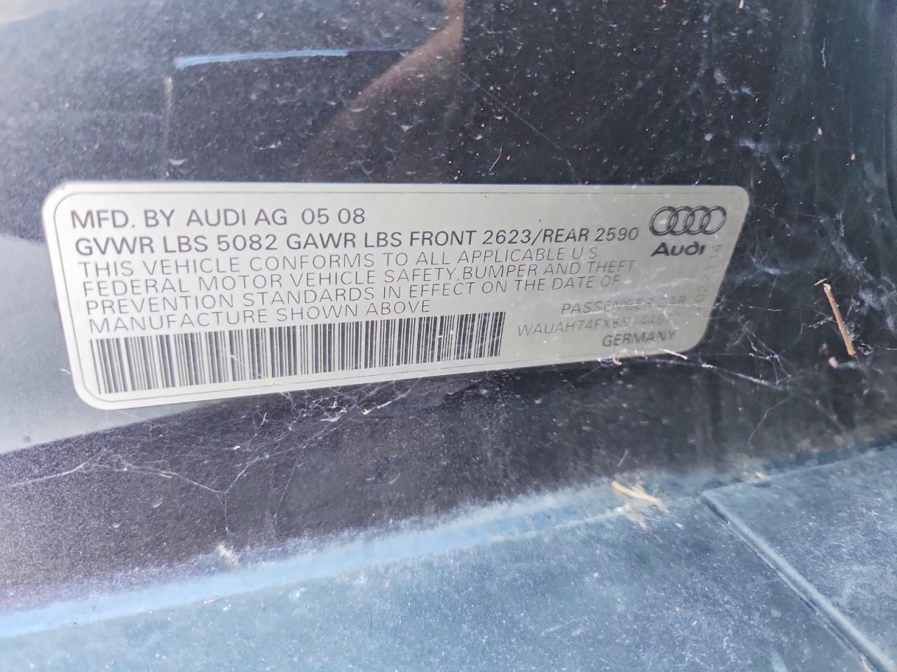 2008 Audi A6 3.2 Gray vin: WAUAH74FX8N144672