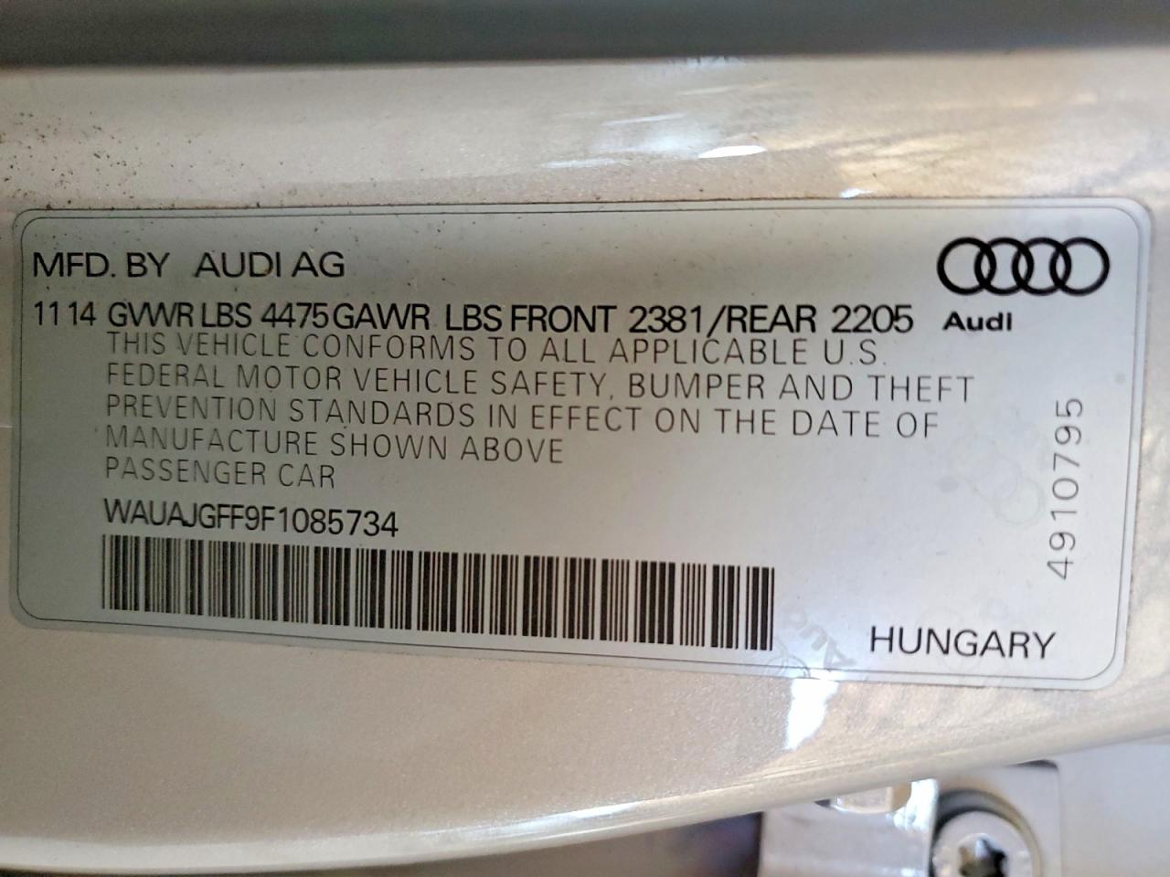 2015 Audi A3 Premium Silver vin: WAUAJGFF9F1085734