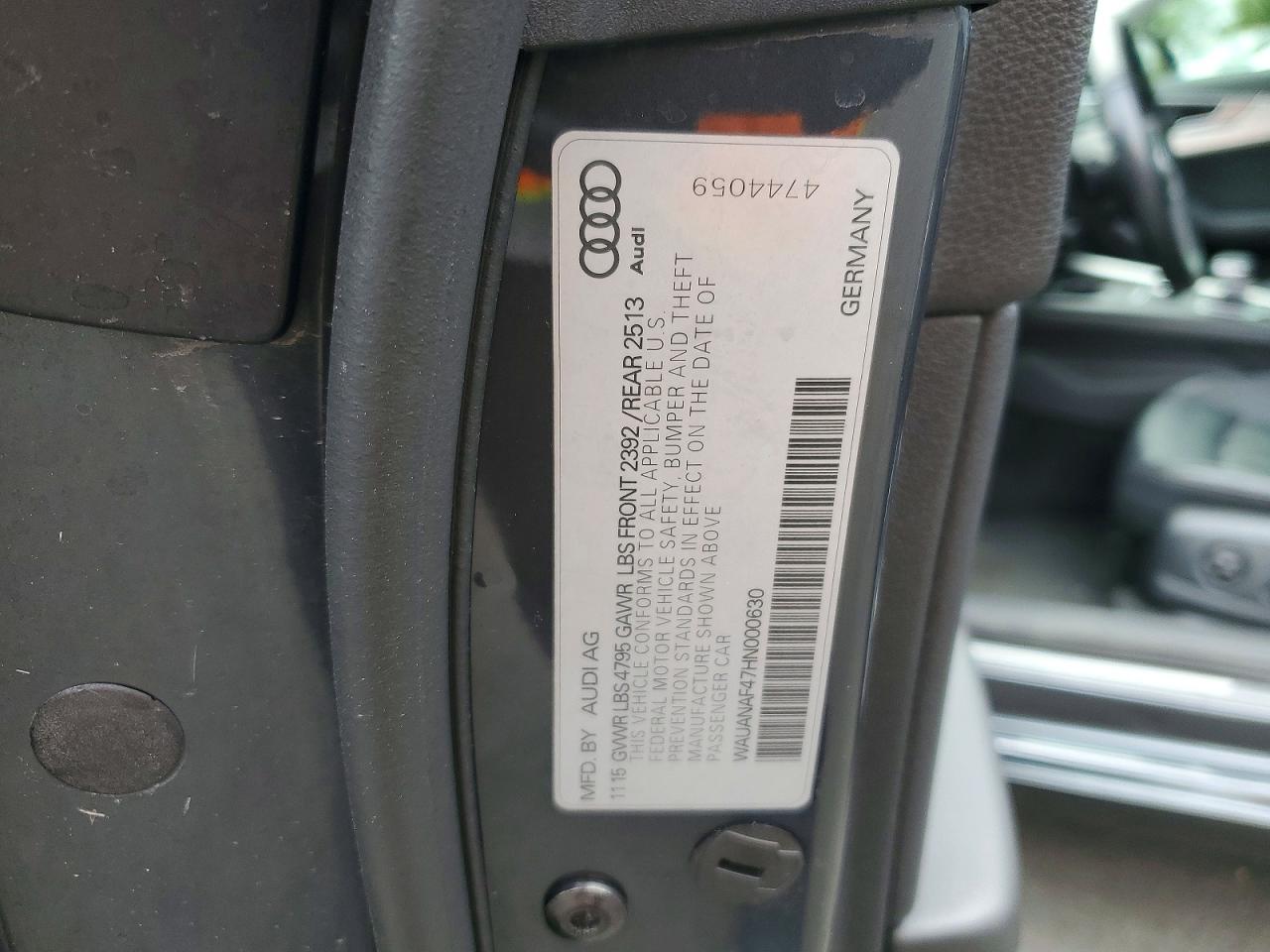 2017 Audi A4 Premium Gray vin: WAUANAF47HN000630