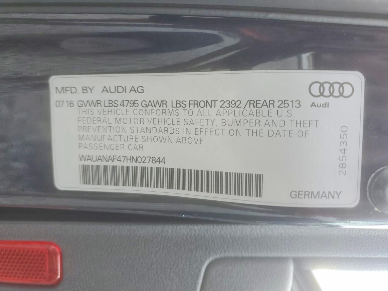 2017 Audi A4 Premium Blue vin: WAUANAF47HN027844
