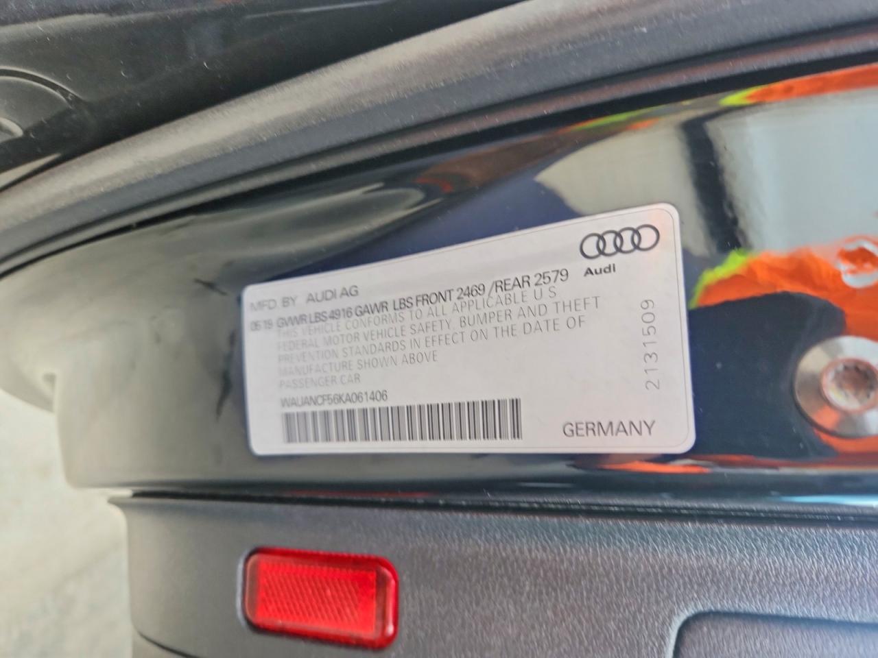 2019 Audi A5 Premium Black vin: WAUANCF56KA061406