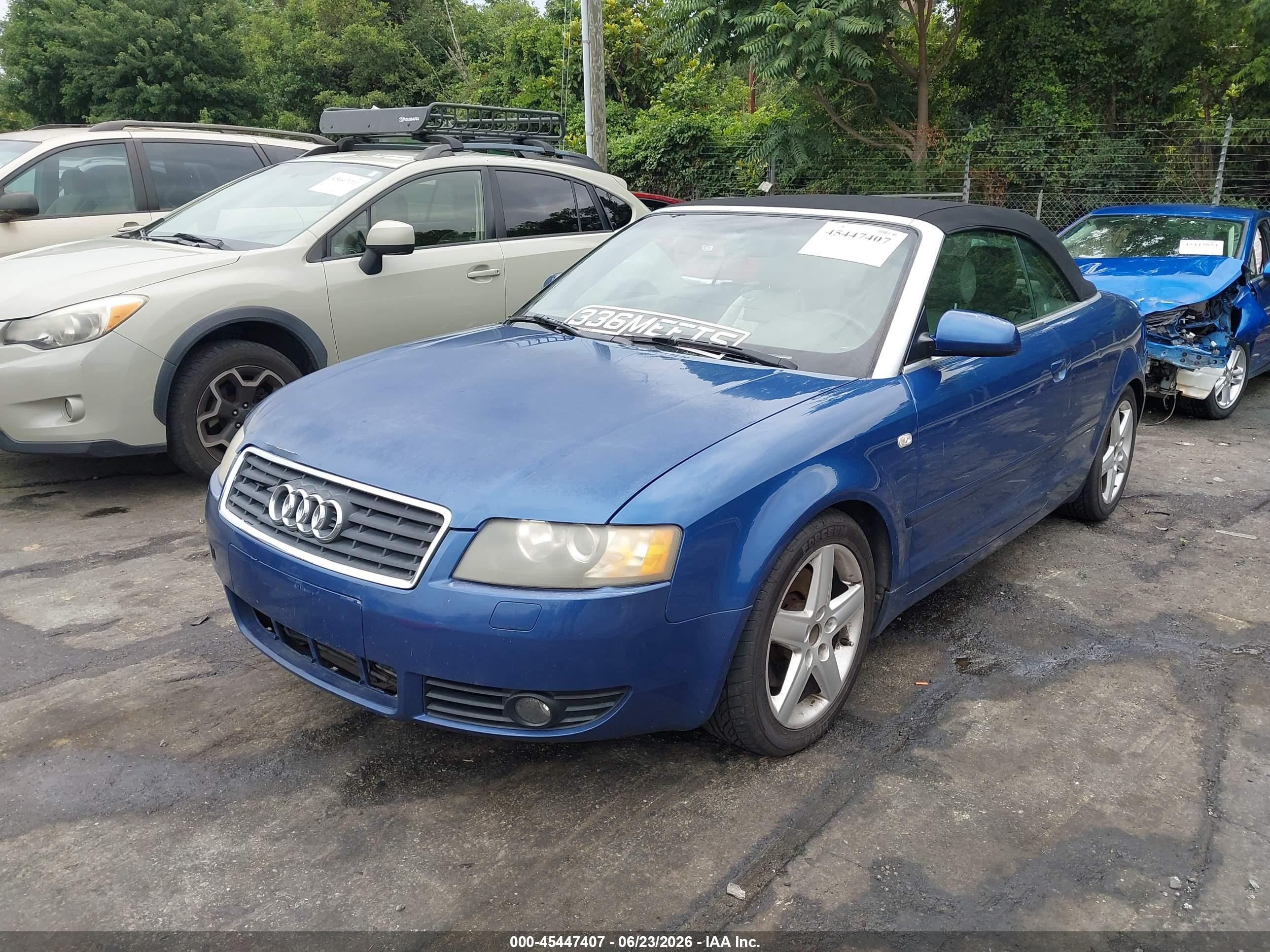 2003 Audi A4 3.0 Blue vin: WAUAT48H13K023547