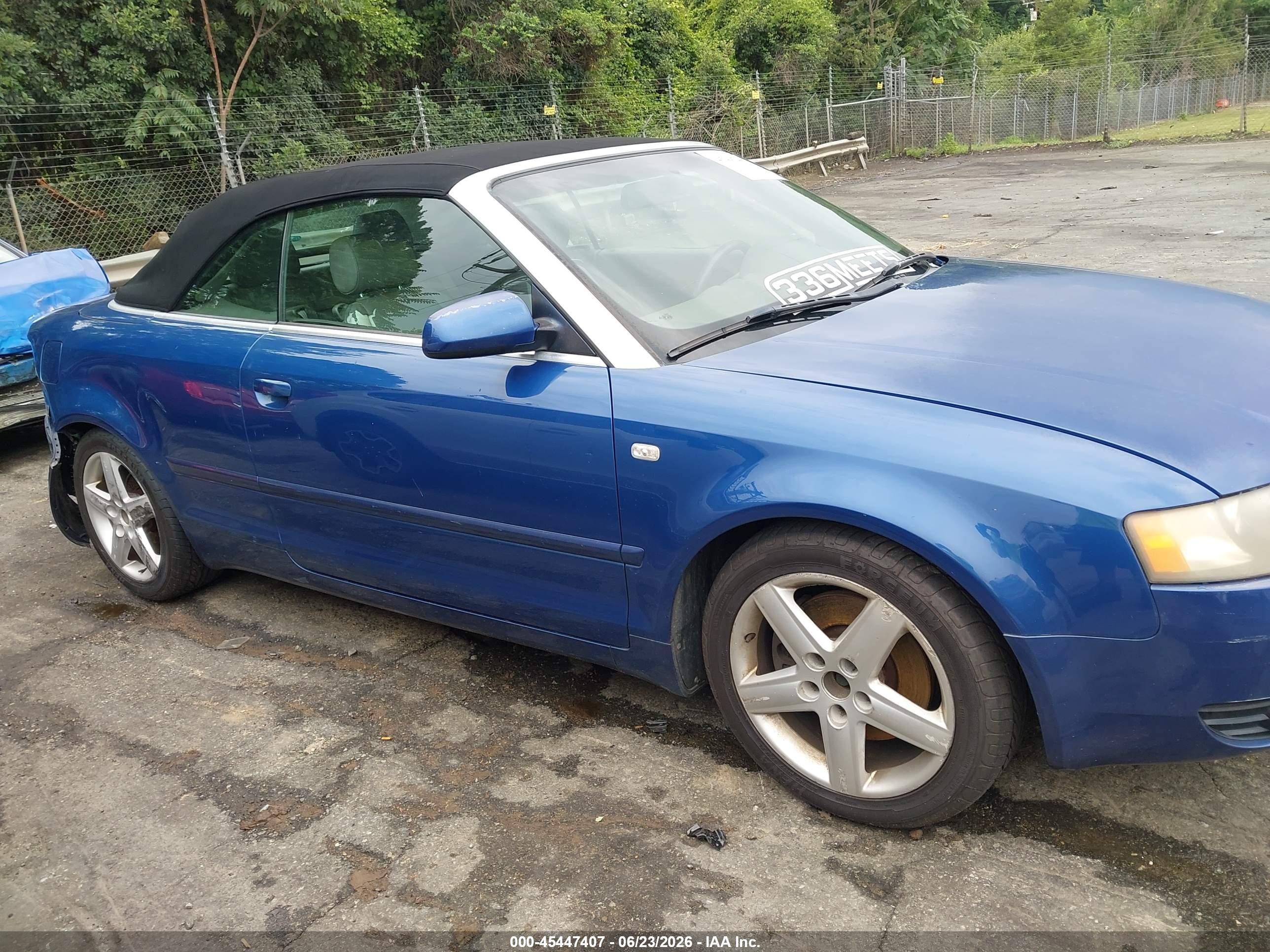 2003 Audi A4 3.0 Blue vin: WAUAT48H13K023547