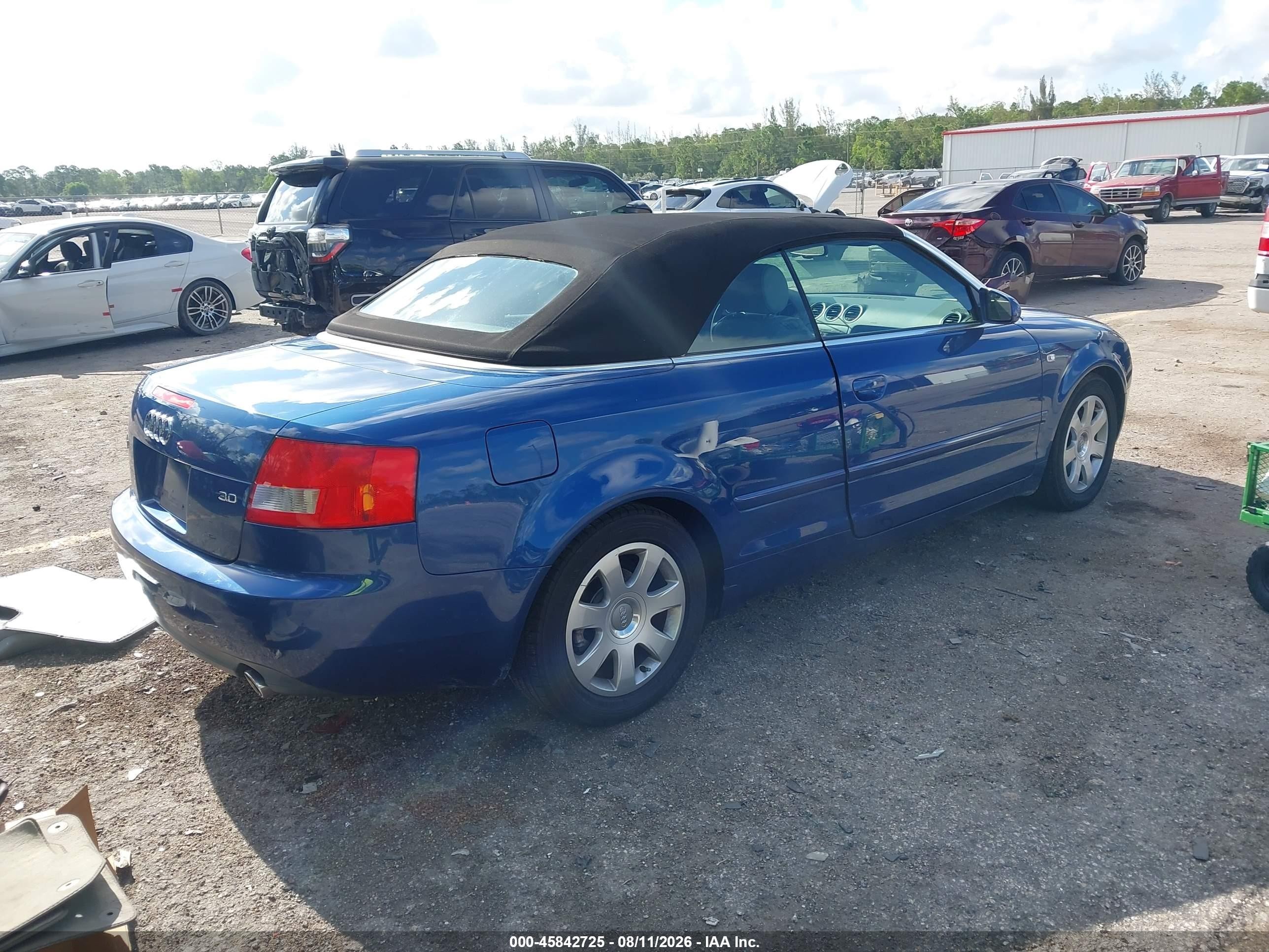 2004 Audi A4 3.0 Blue vin: WAUAT48H54K009331