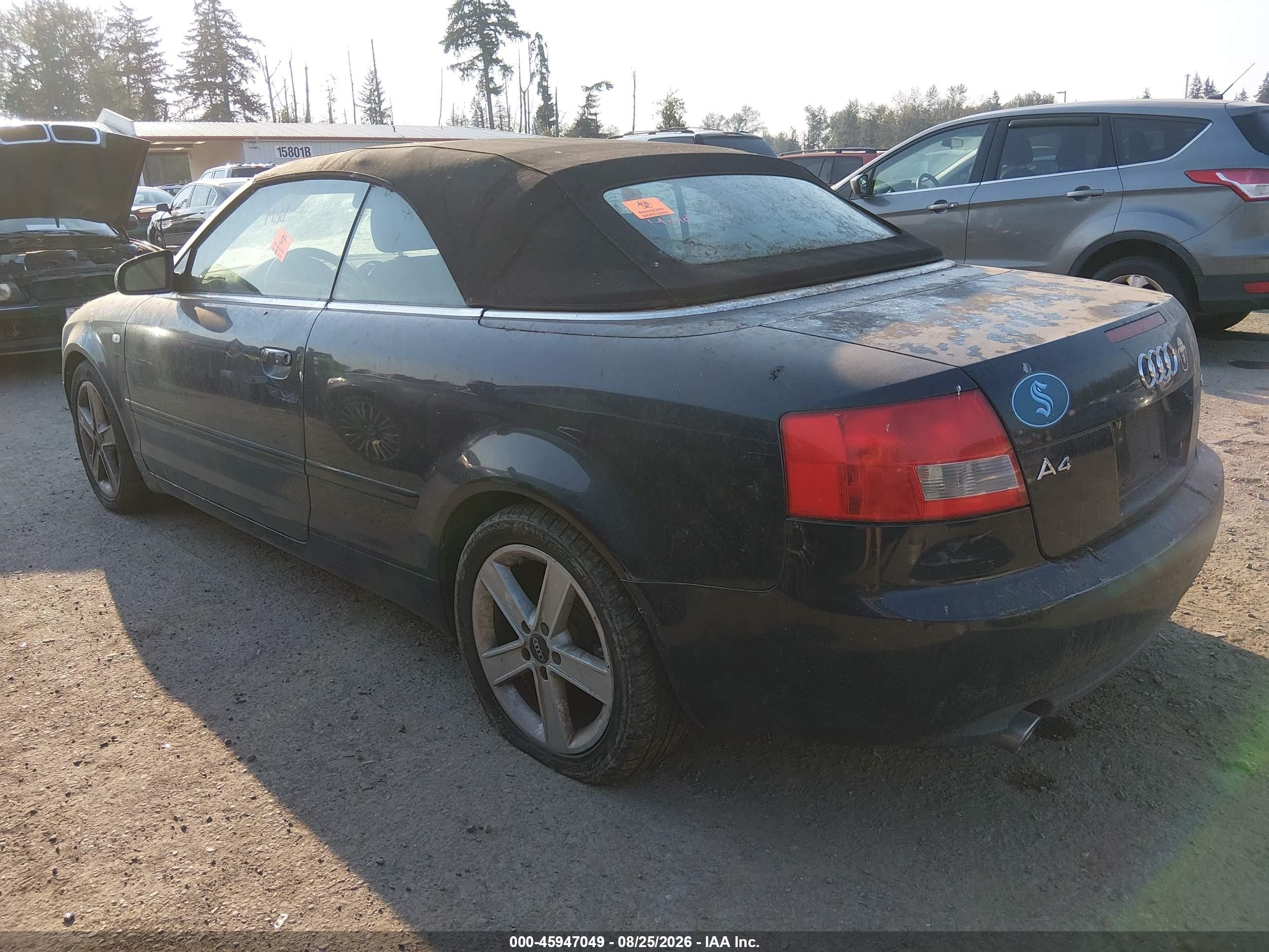 2003 Audi A4 3.0 Black vin: WAUAT48H83K015607