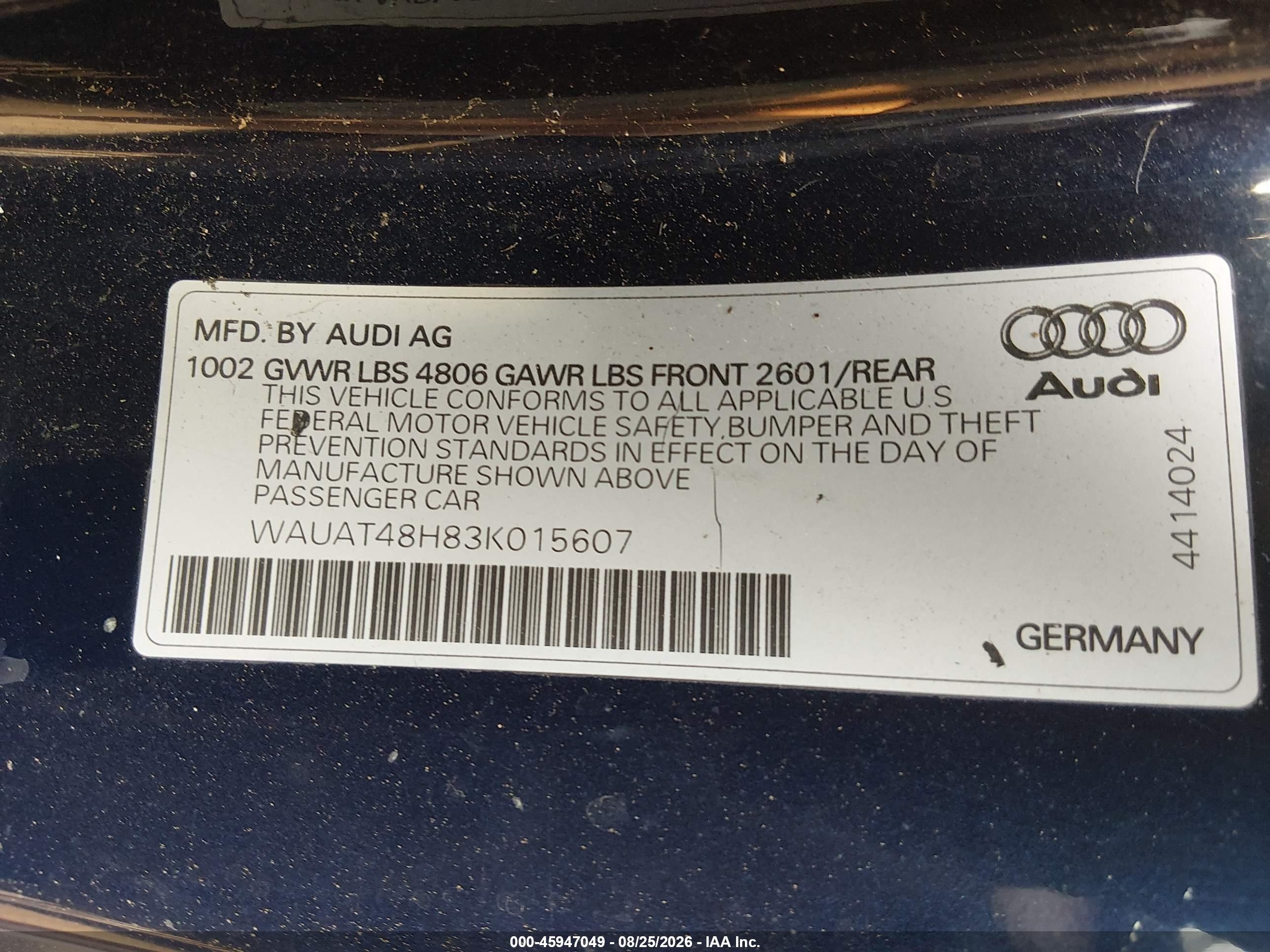 2003 Audi A4 3.0 Black vin: WAUAT48H83K015607