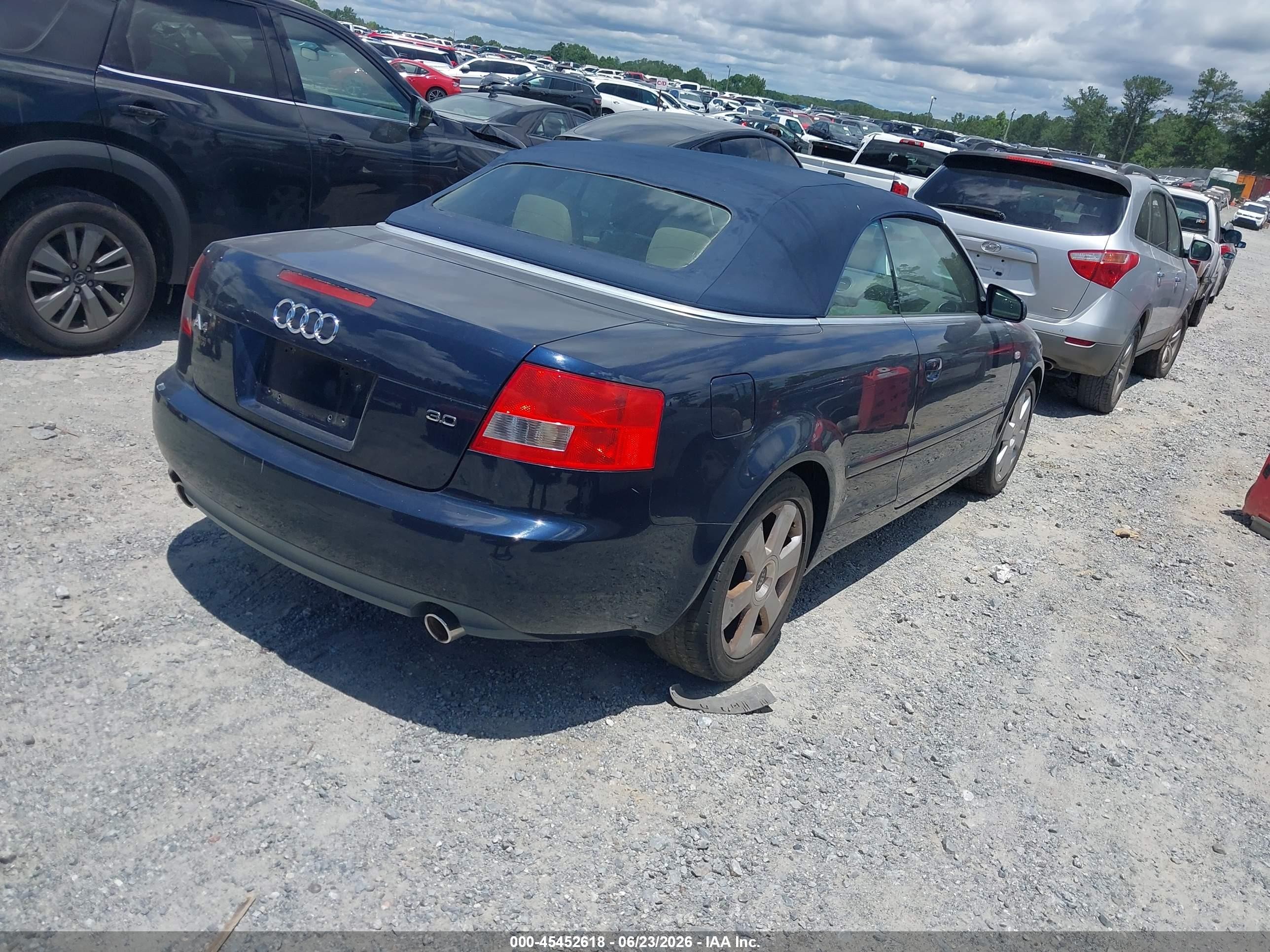 2003 Audi A4 3.0 Blue vin: WAUAT48HX3K010909
