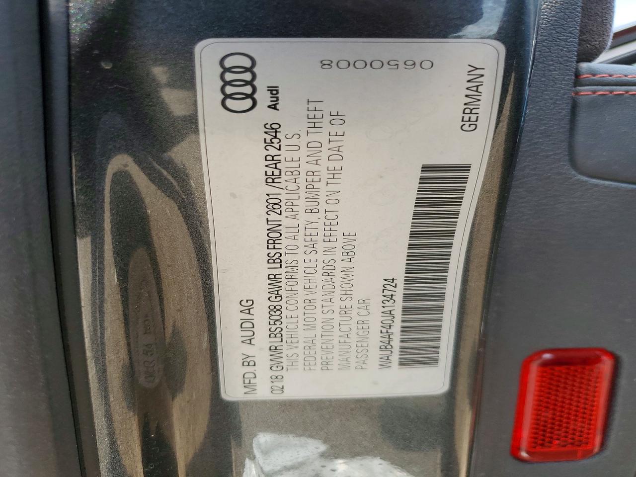 2018 Audi S4 Premium Plus Серый vin: WAUB4AF40JA134724