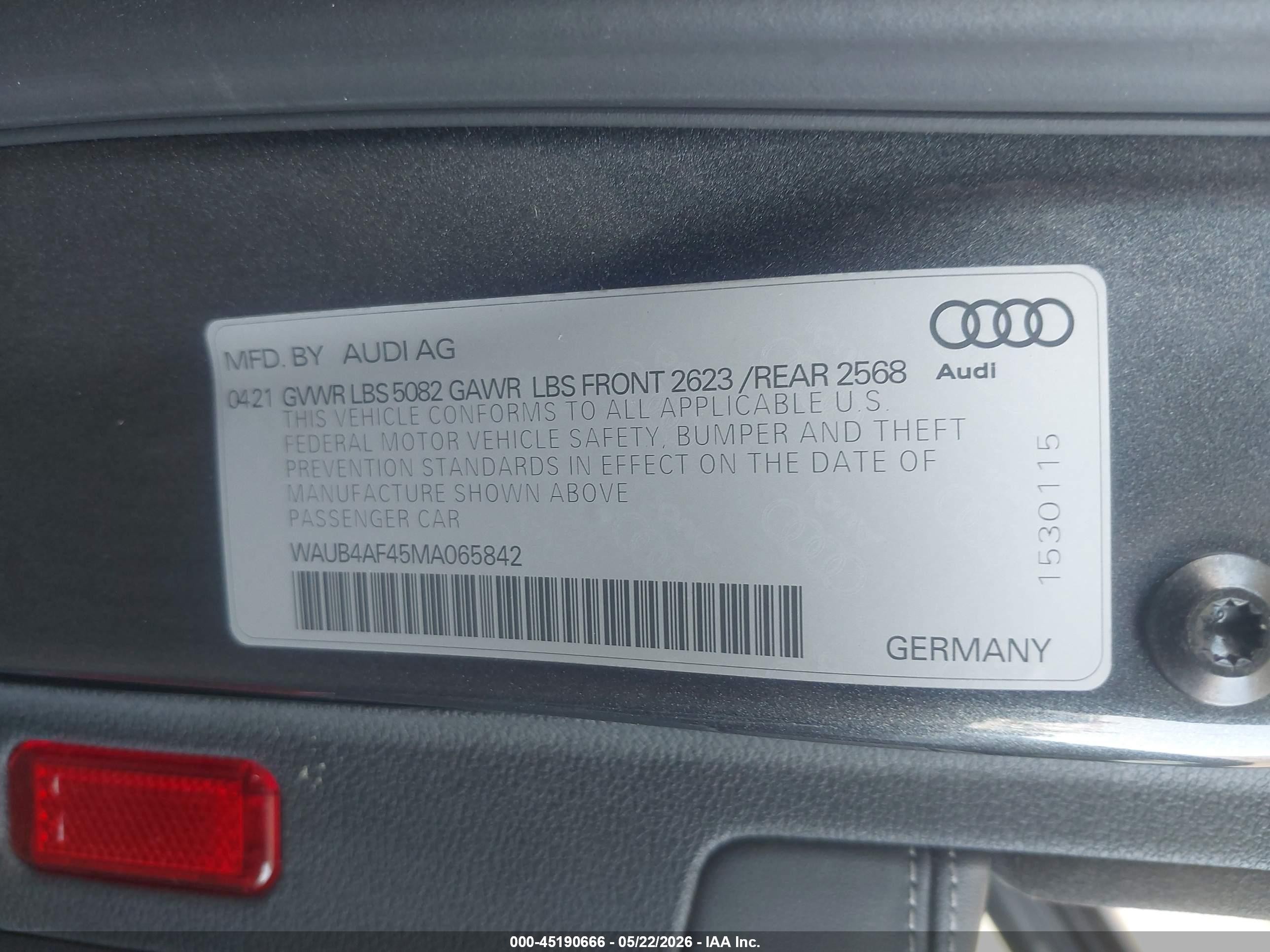 2021 Audi S4 Premium Plus Tfsi Quattro Tiptronic Gray vin: WAUB4AF45MA065842