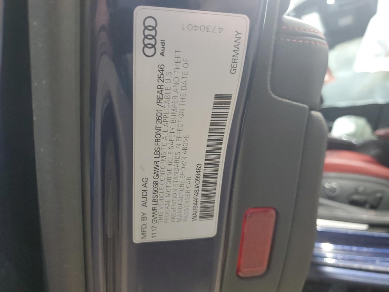 2018 Audi S4 Premium Plus Blue vin: WAUB4AF48JA099463