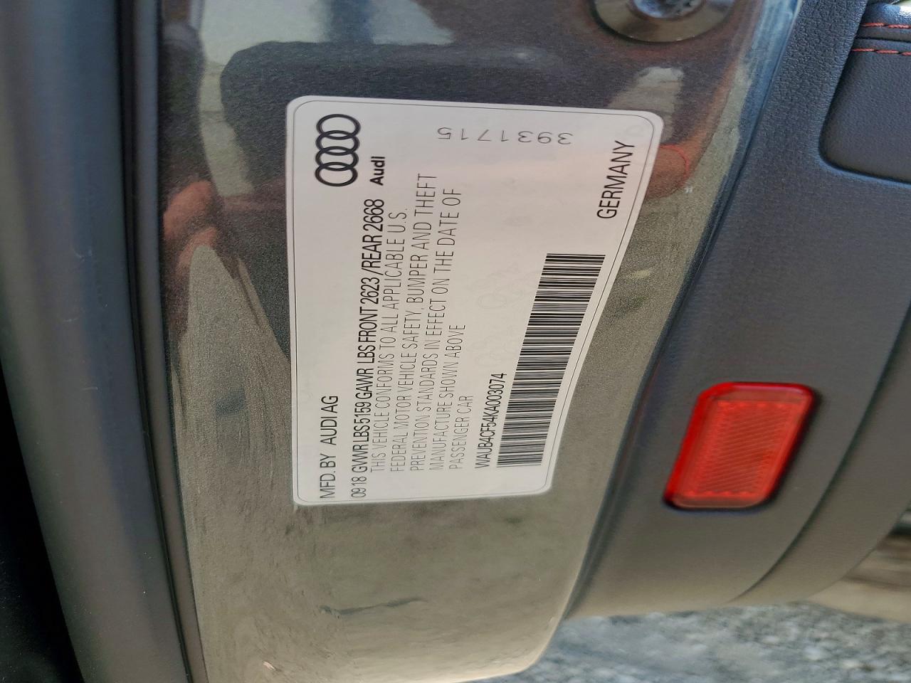 2019 Audi S5 Premium Plus Charcoal vin: WAUB4CF54KA003074