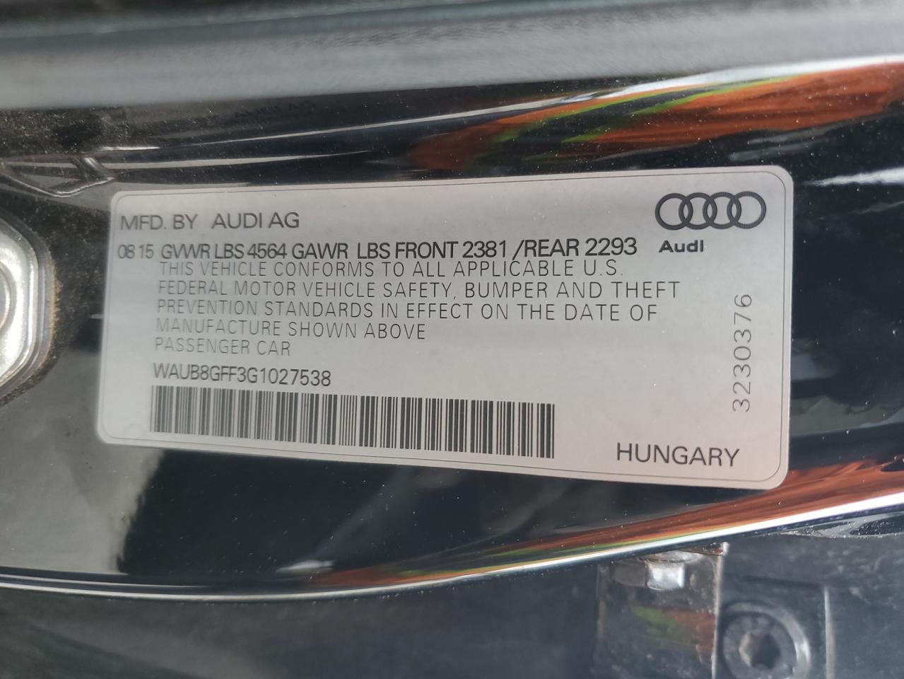 2016 Audi A3 Premium Black vin: WAUB8GFF3G1027538