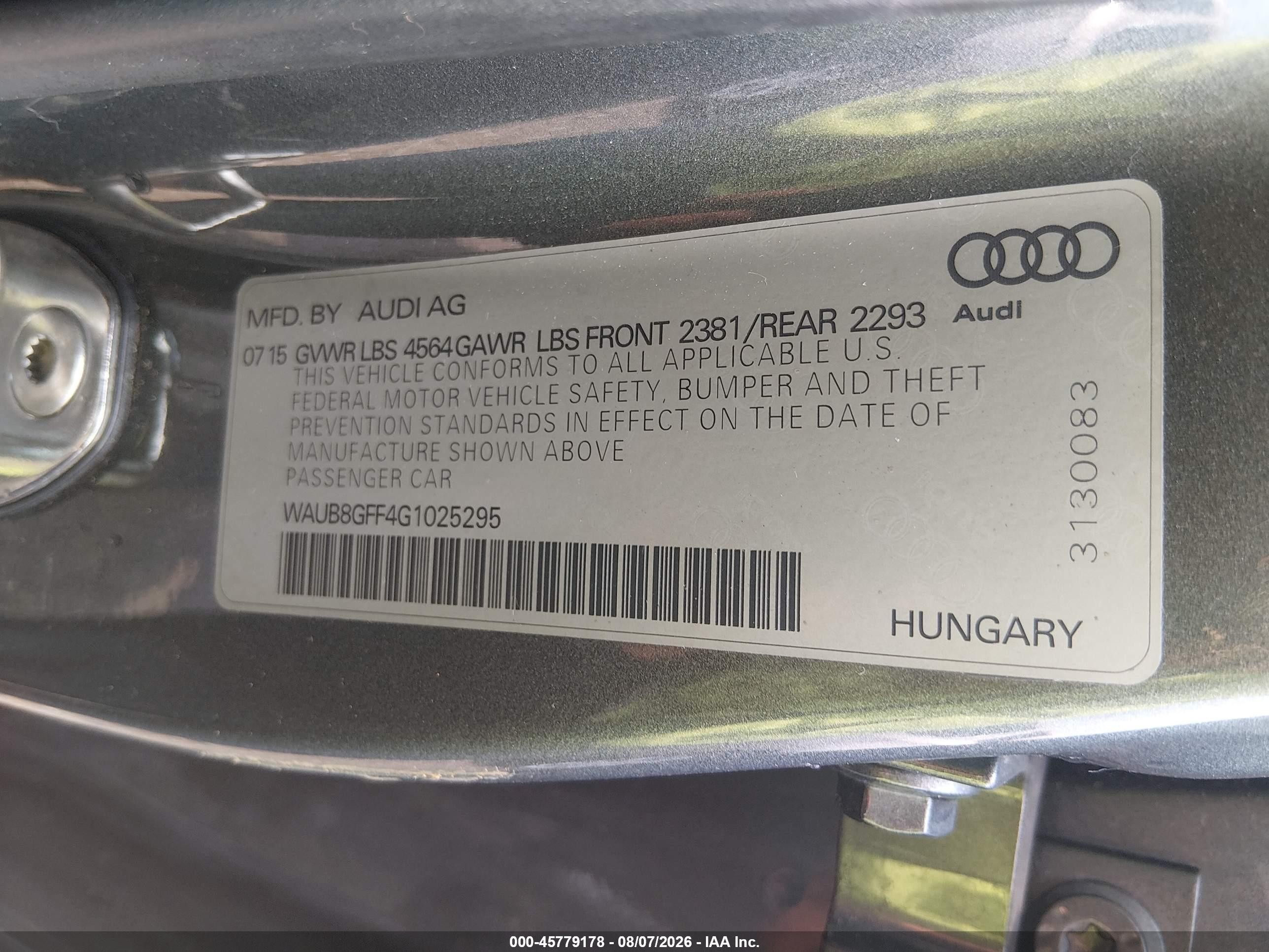 2016 Audi A3 2.0t Premium Серый vin: WAUB8GFF4G1025295