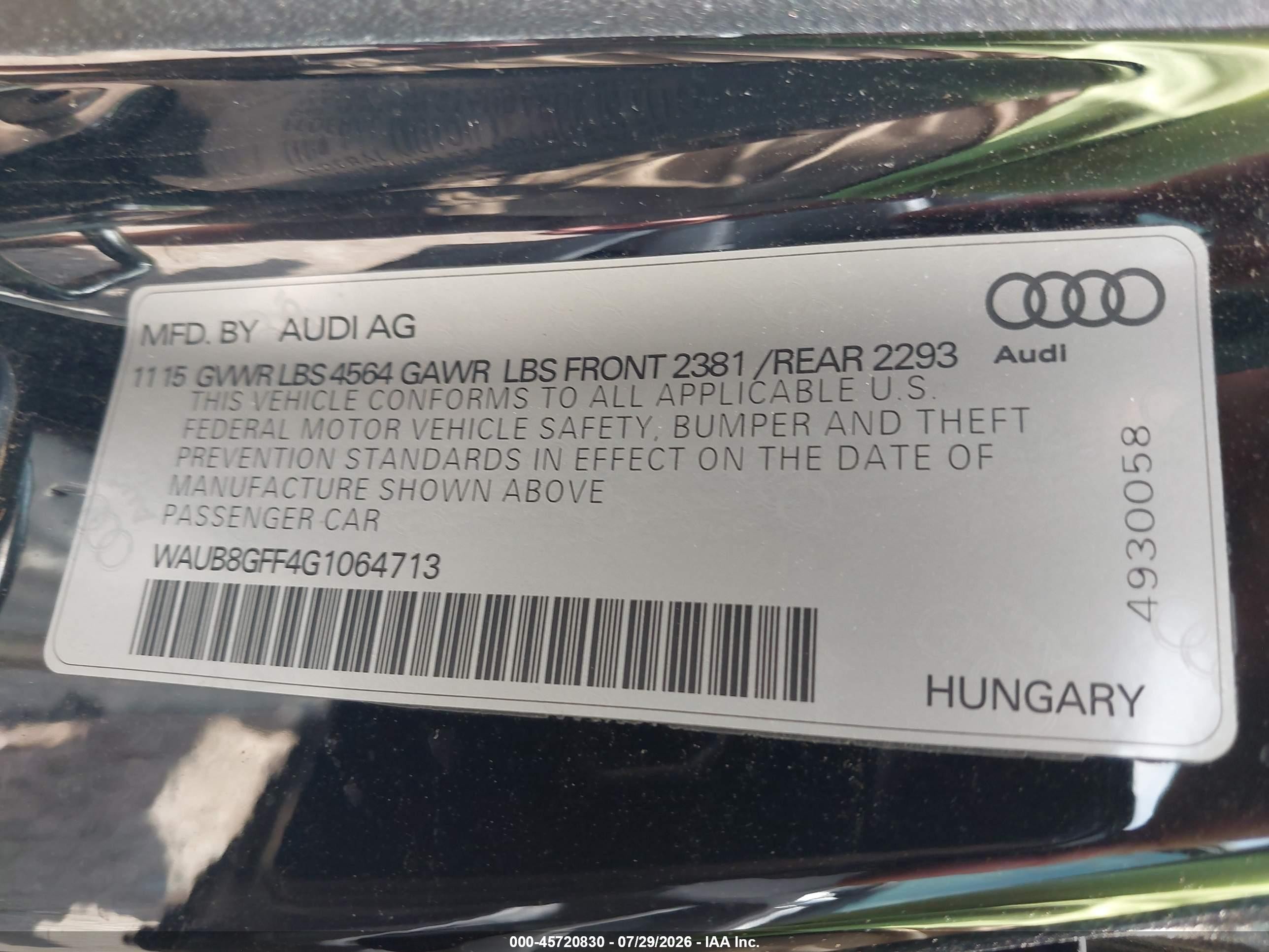 2016 Audi A3 2.0t Premium Black vin: WAUB8GFF4G1064713