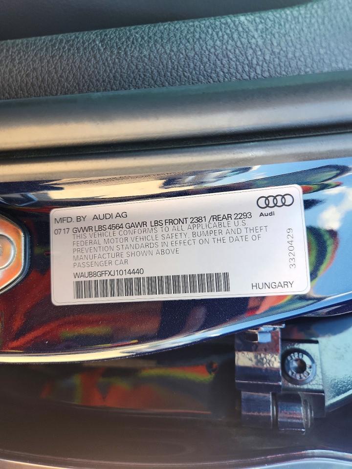 2018 Audi A3 Premium Blue vin: WAUB8GFFXJ1014440