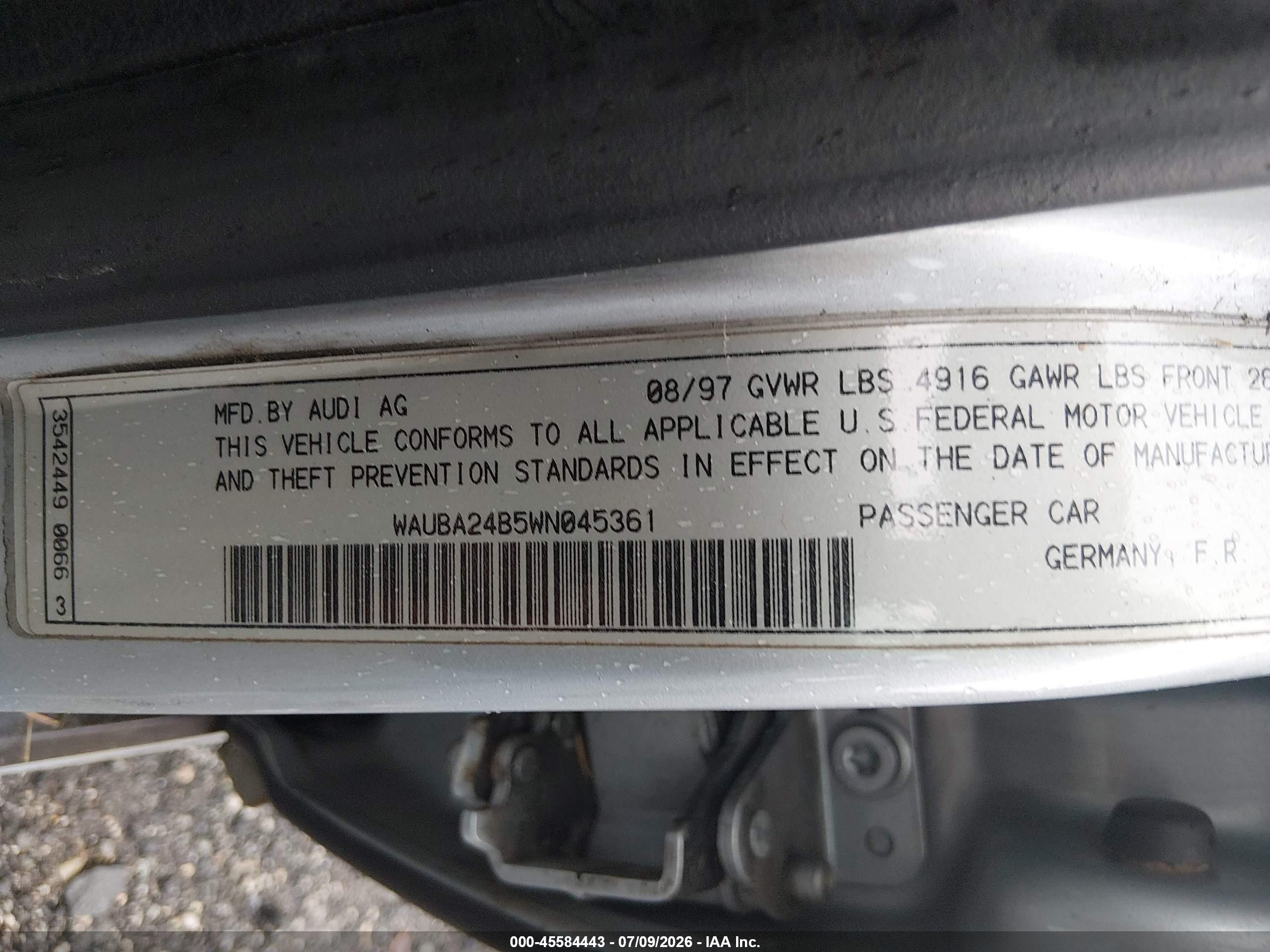1998 Audi A6   Silver vin: WAUBA24B5WN045361