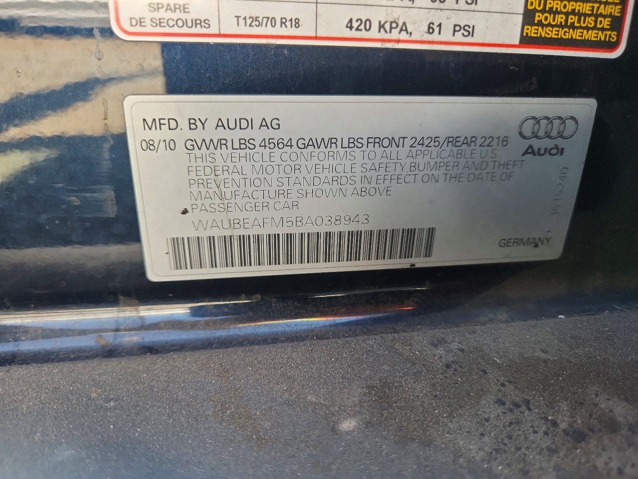 2011 Audi A3 Premium Green vin: WAUBEAFM5BA038943