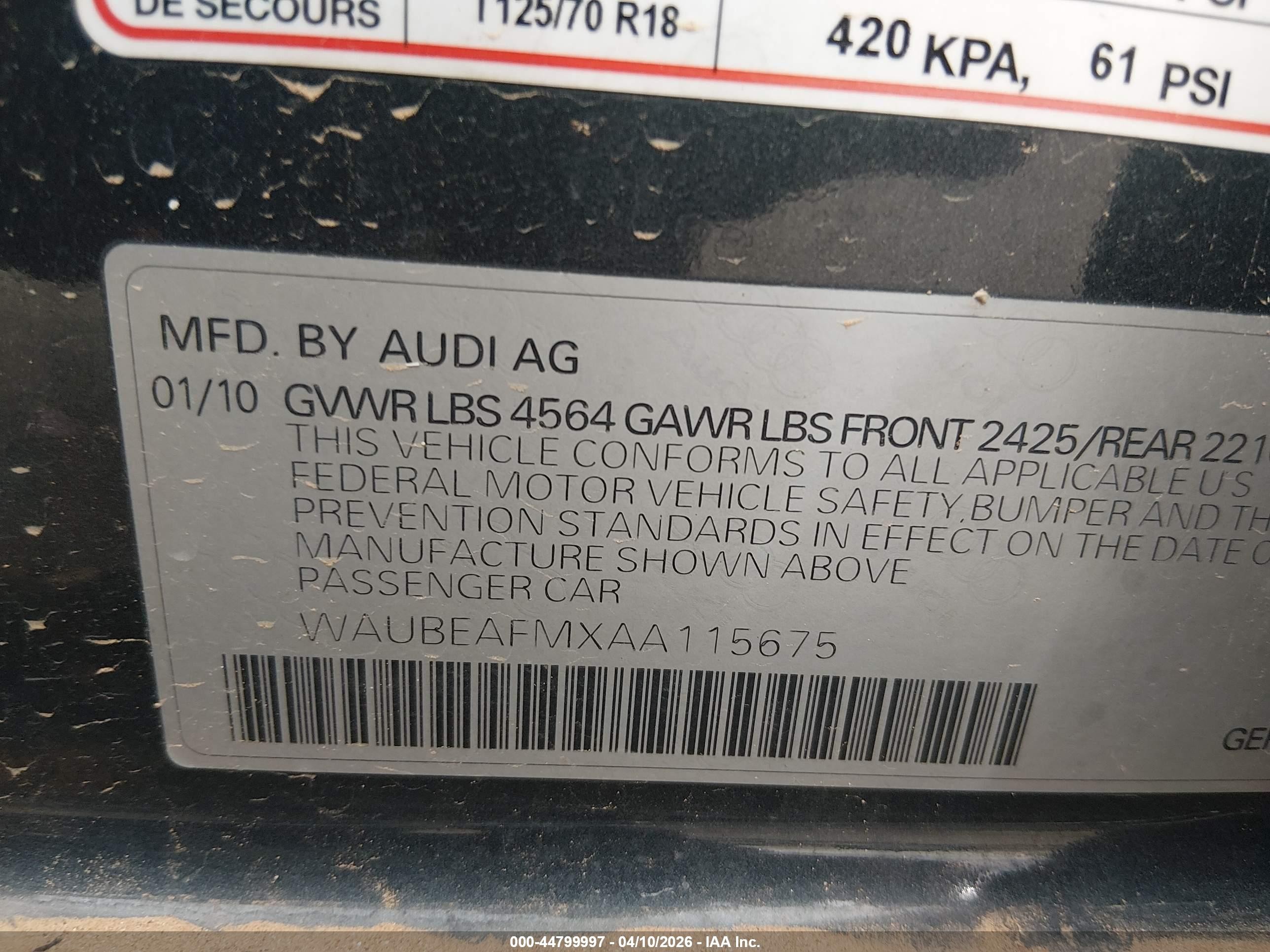 2010 Audi A3 2.0t Premium Blue vin: WAUBEAFMXAA115675