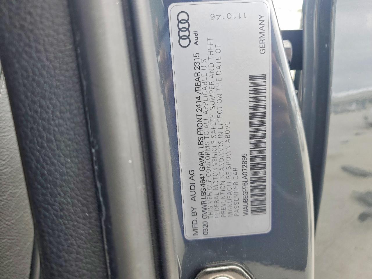 2020 Audi A3 S-line Premium Charcoal vin: WAUBEGFF6LA072895